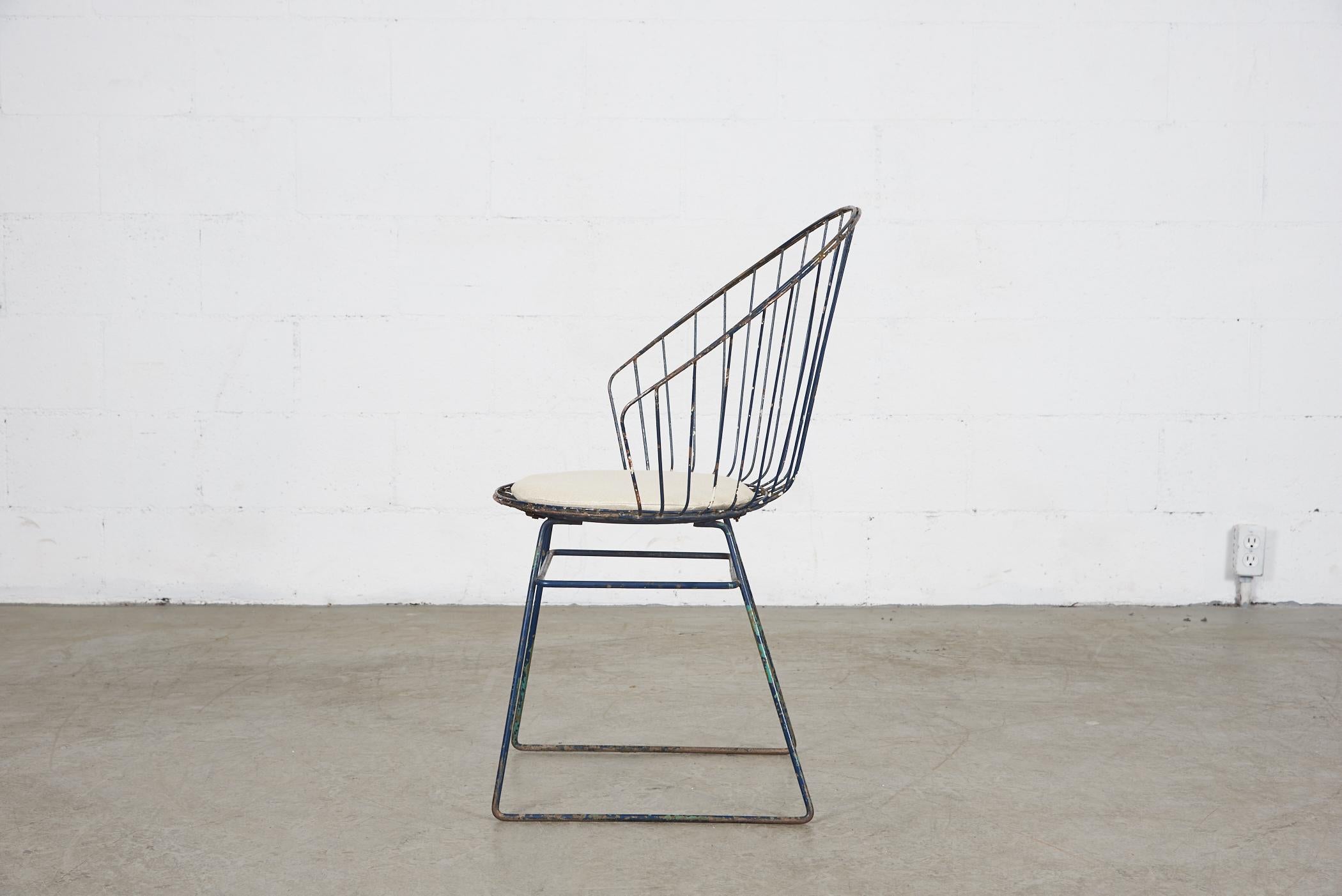 Mid-Century Modern Cees Braakman & Adriaan Dekker for Pastoe Wire Frame Chair w/ Cream Cushion For Sale