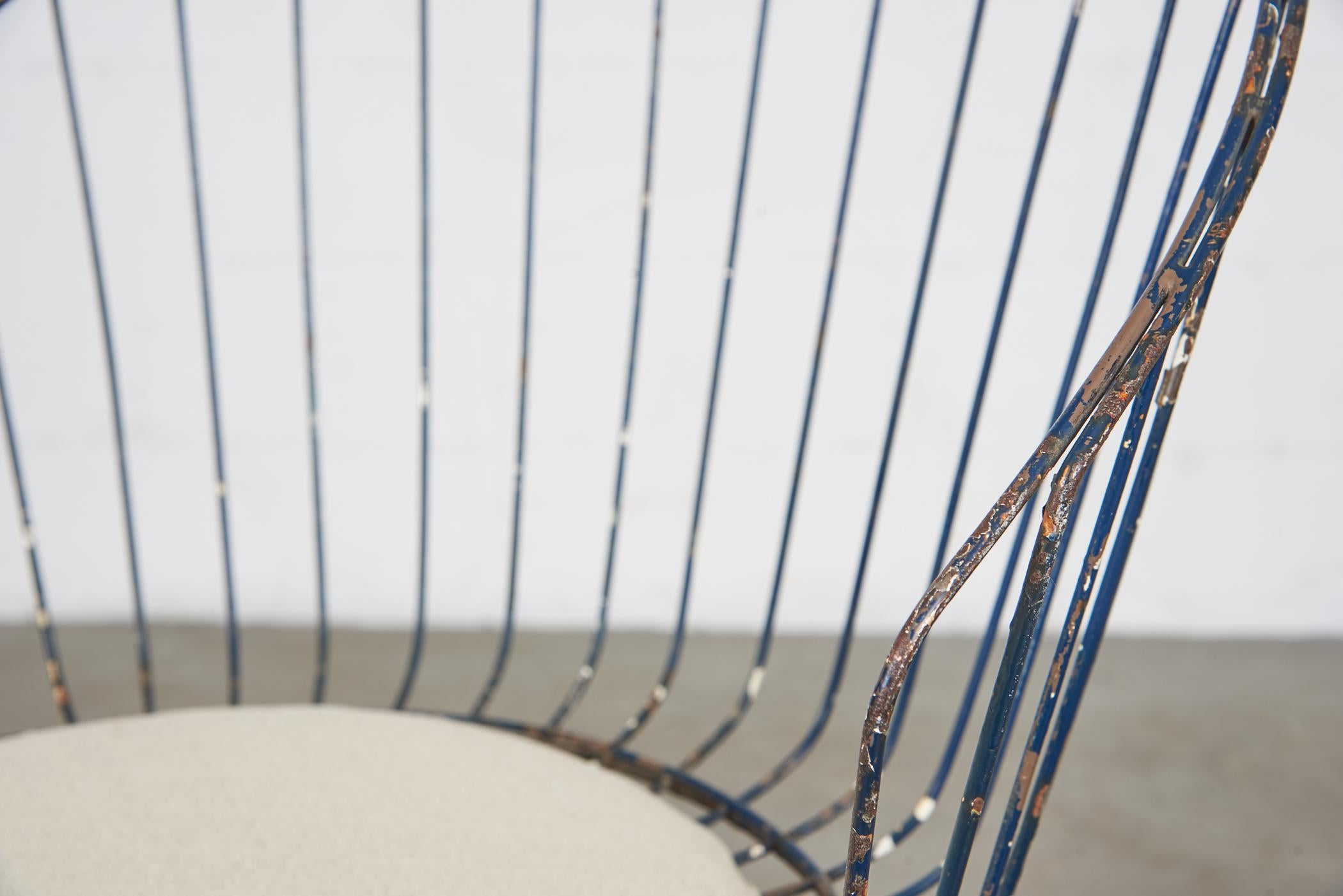 Upholstery Cees Braakman & Adriaan Dekker for Pastoe Wire Frame Chair w/ Cream Cushion For Sale