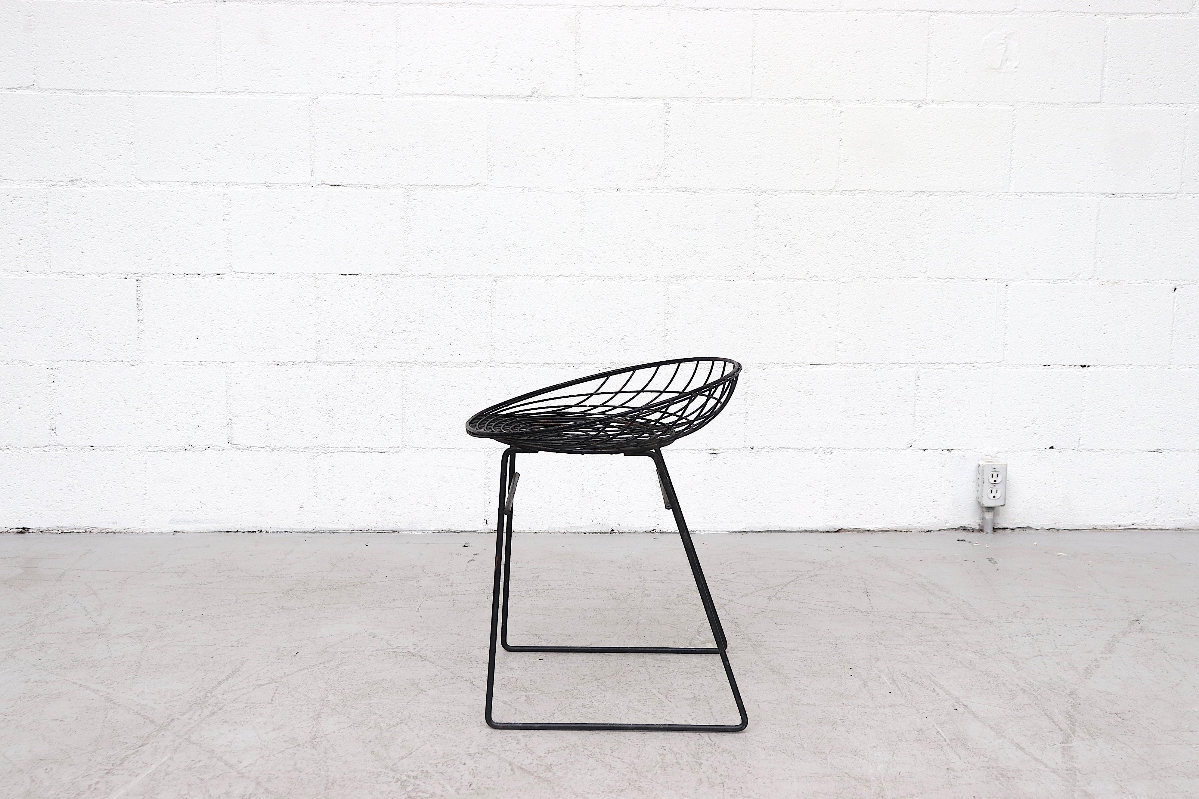 Mid-Century Modern Cees Braakman and A. Dekker Wire Vanity Stool