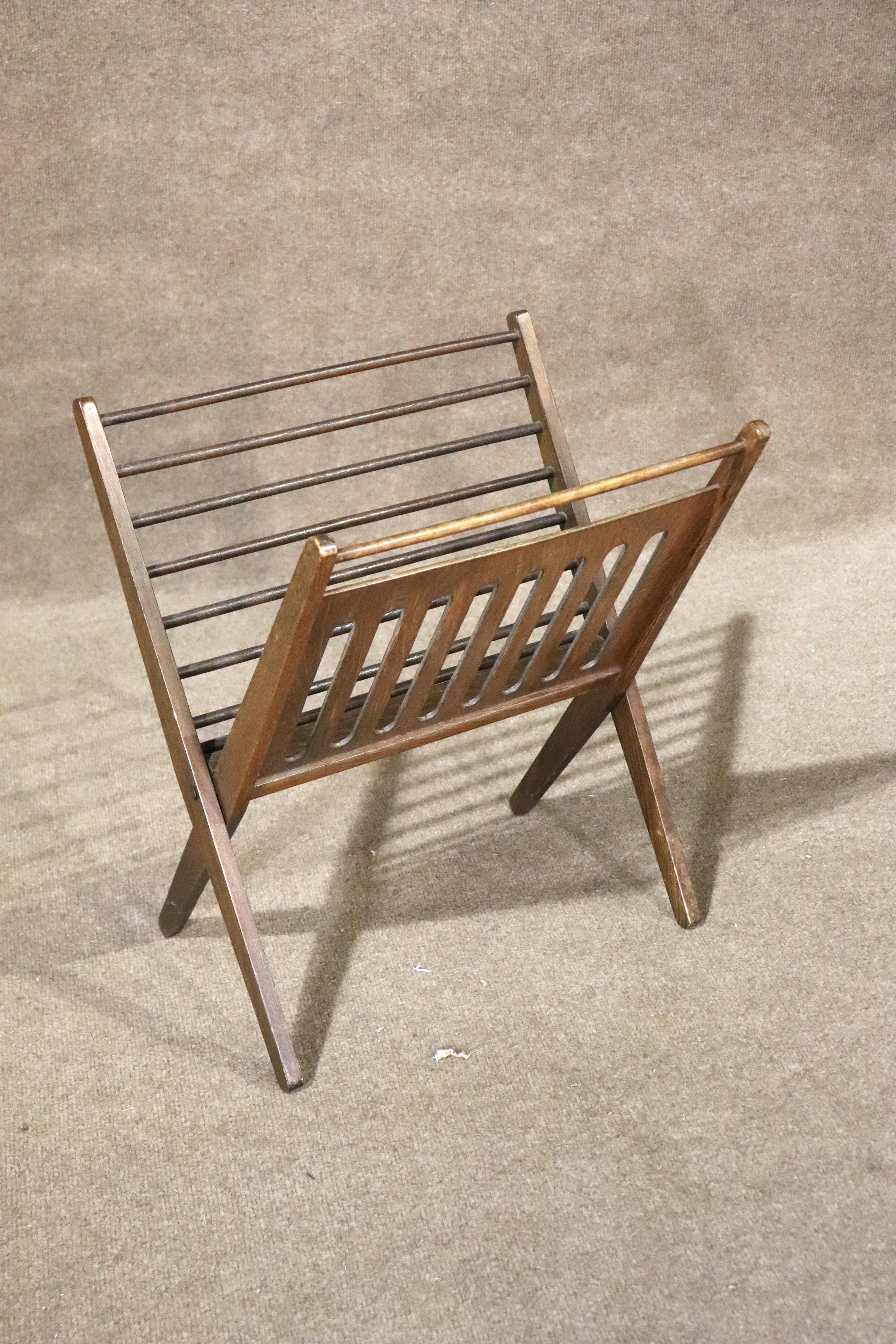 Mid-Century Modern Cees Braakman Attributed Magazine Rack For Sale