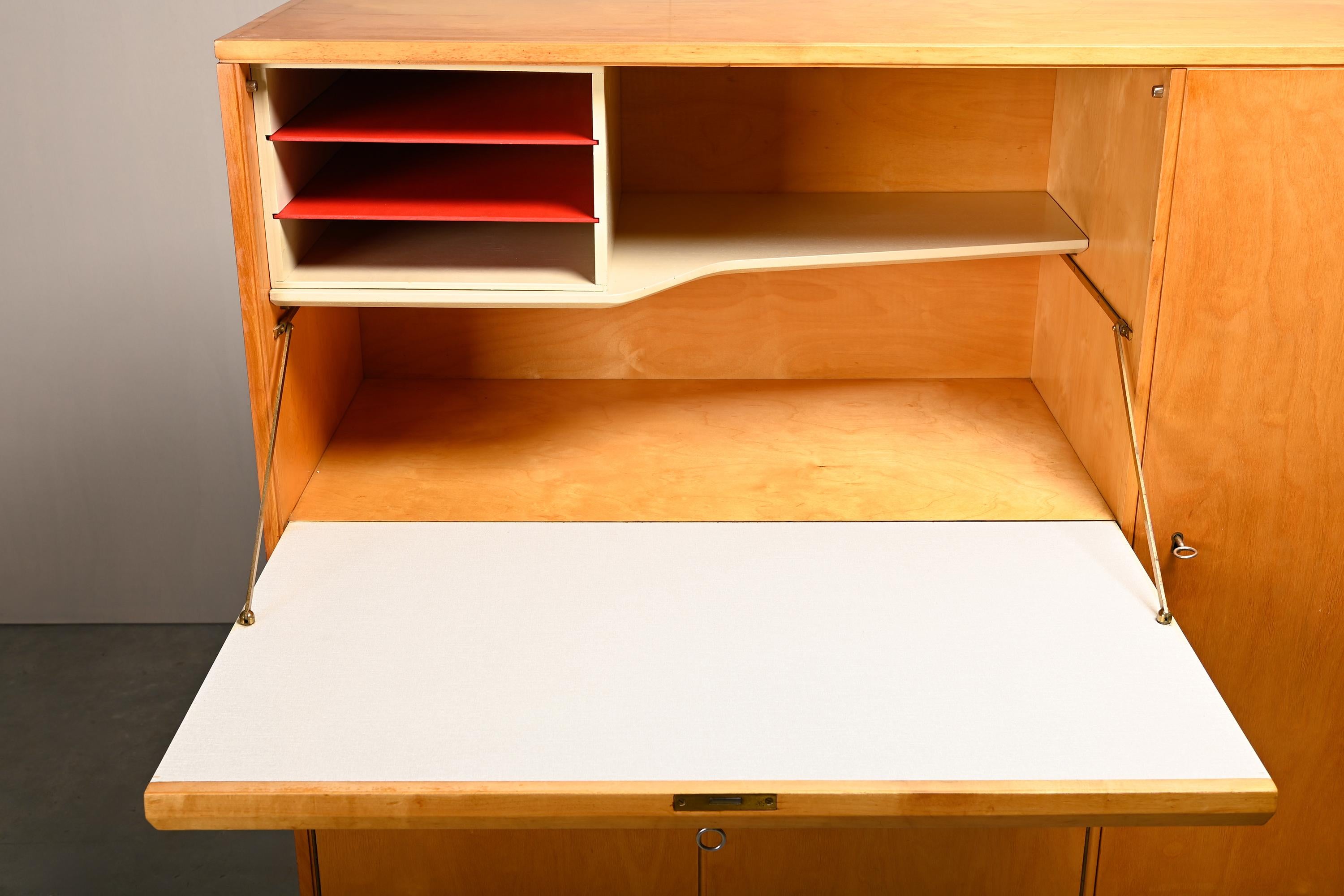 Cees Braakman CB01 Secretaire / Highboard en contrachapado de abedul para Pastoe Años 50 en venta 5