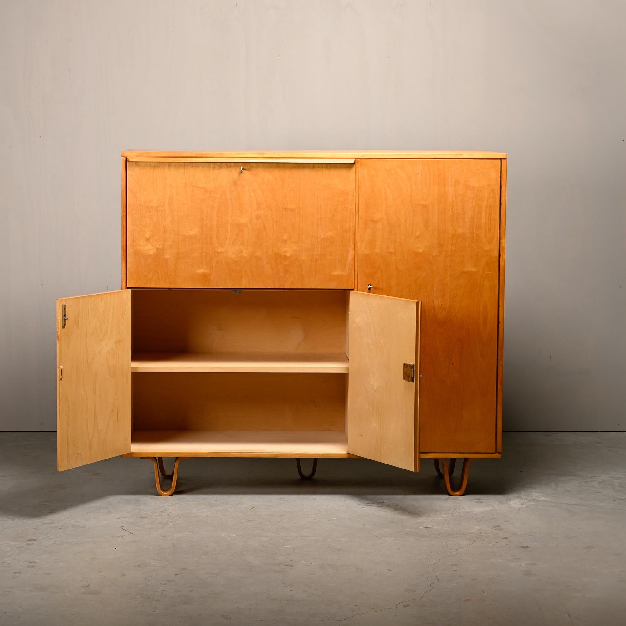 Cees Braakman CB01 Secretaire / Highboard en contrachapado de abedul para Pastoe Años 50 Abedul en venta