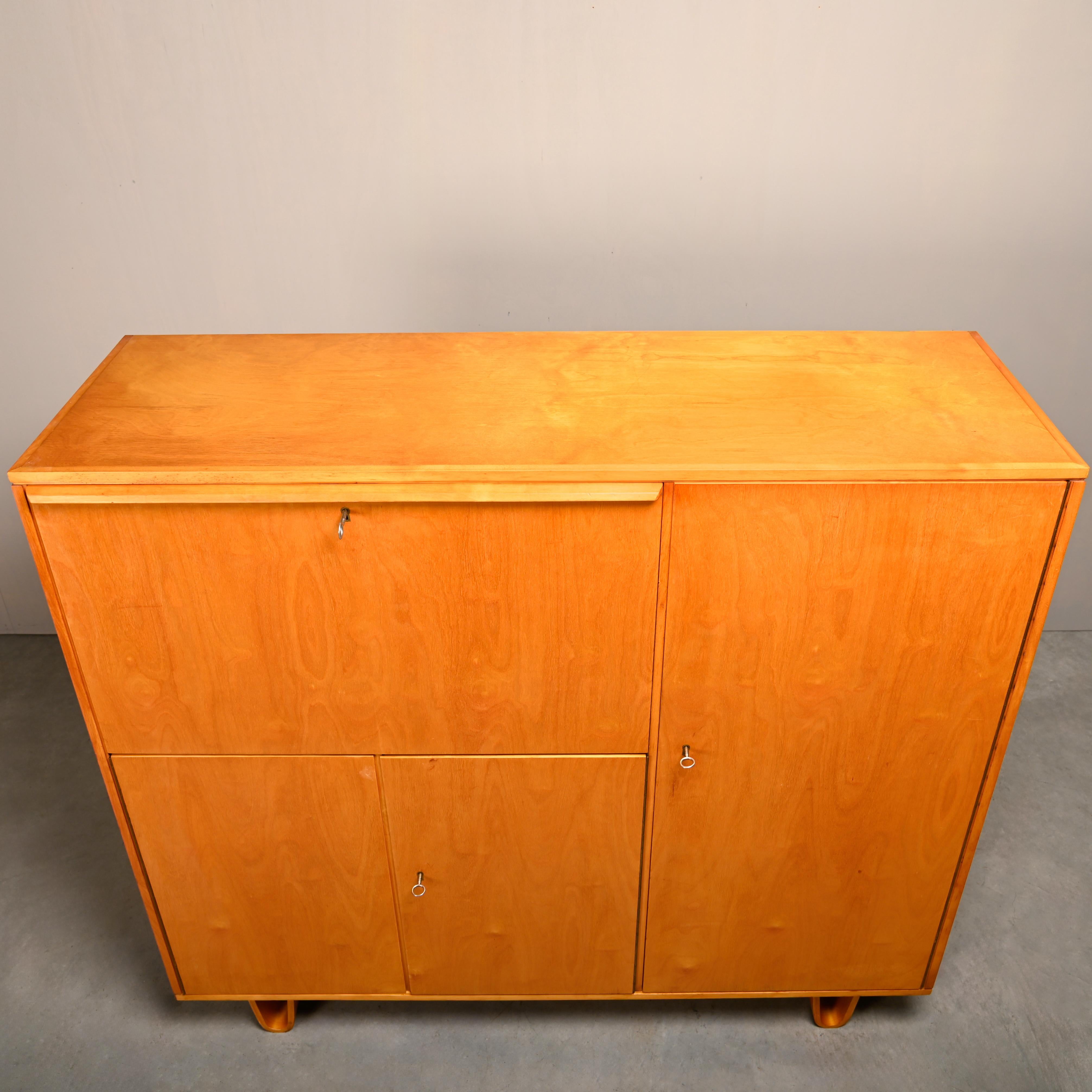 Cees Braakman CB01 Secretaire / Highboard en contrachapado de abedul para Pastoe Años 50 en venta 2