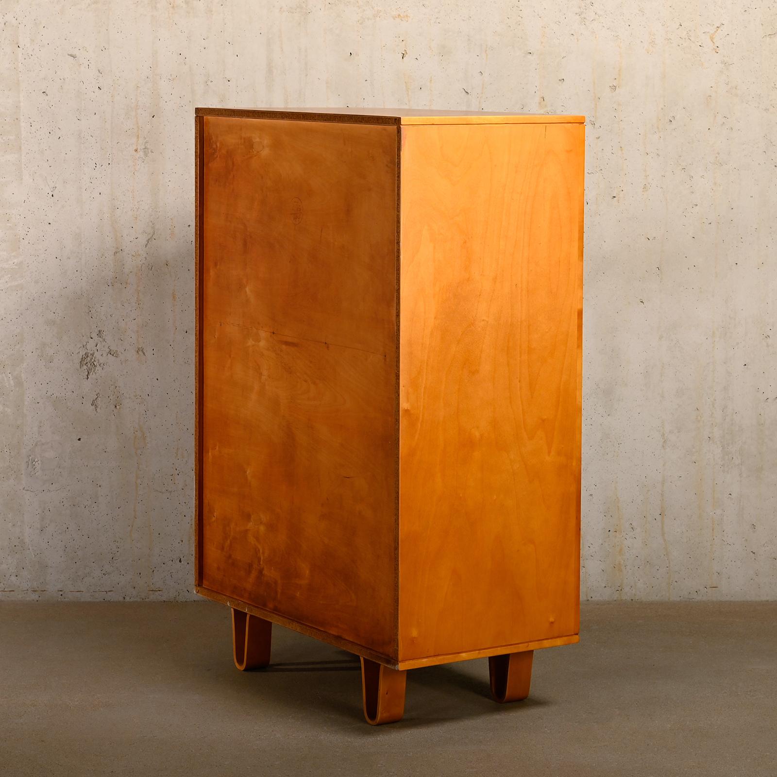 Mid-20th Century Cees Braakman CB07 Secretaire in Birch red / blue plywood for Pastoe Netherlands For Sale