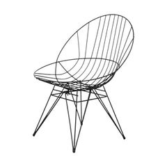 Cees Braakman "Combex" Newly Powder Coated Black Metal Wire Hoop Chair by Pastoe
