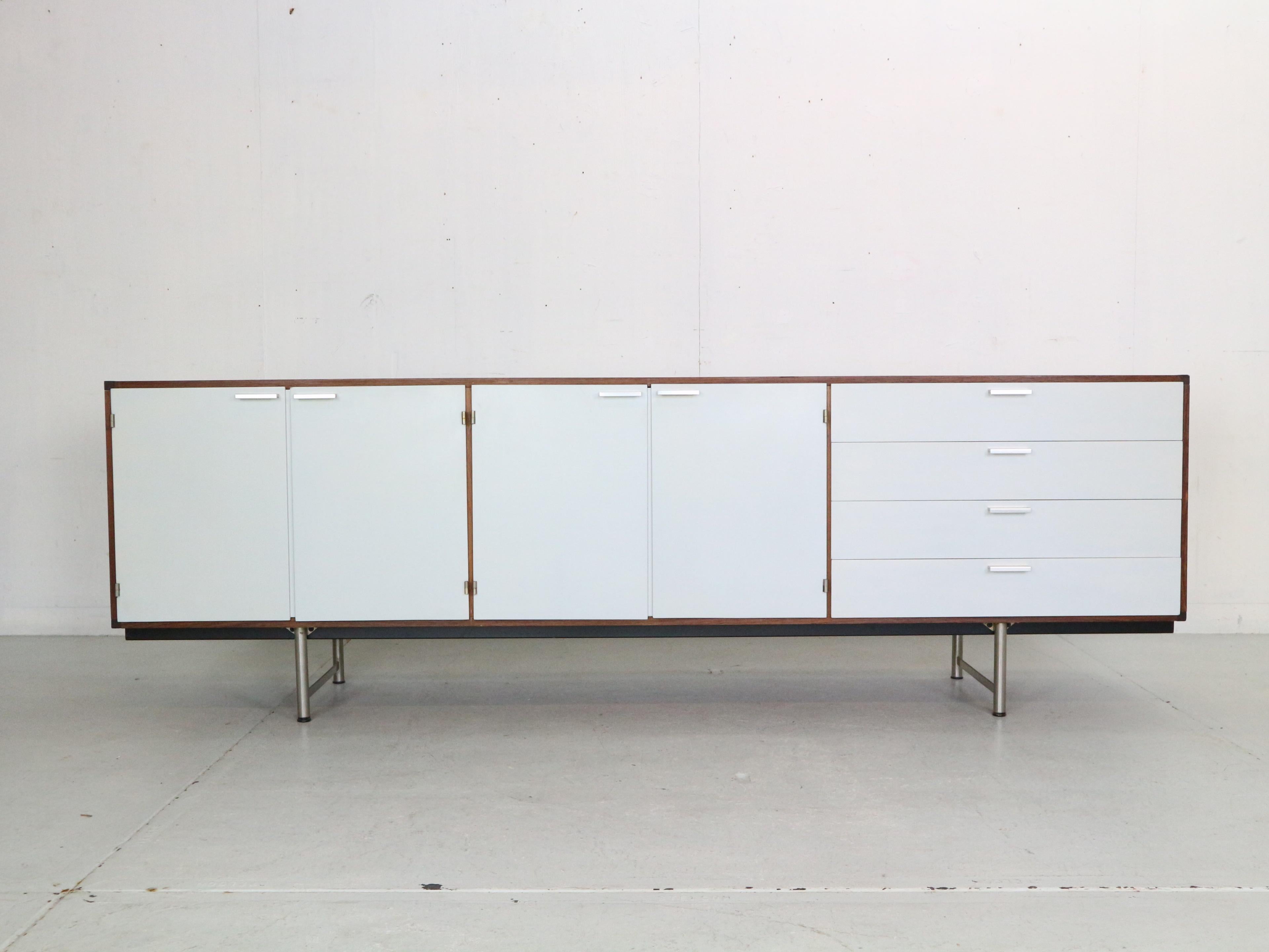 Mid-Century Modern period sideboard designed by Cees Braakman and manufactured by Dutch design famous manufacture- Pastoe, 1960's The Netherlands.

This sideboard is from the Made-to-measure / CR-serie. It has removable and height adjustable