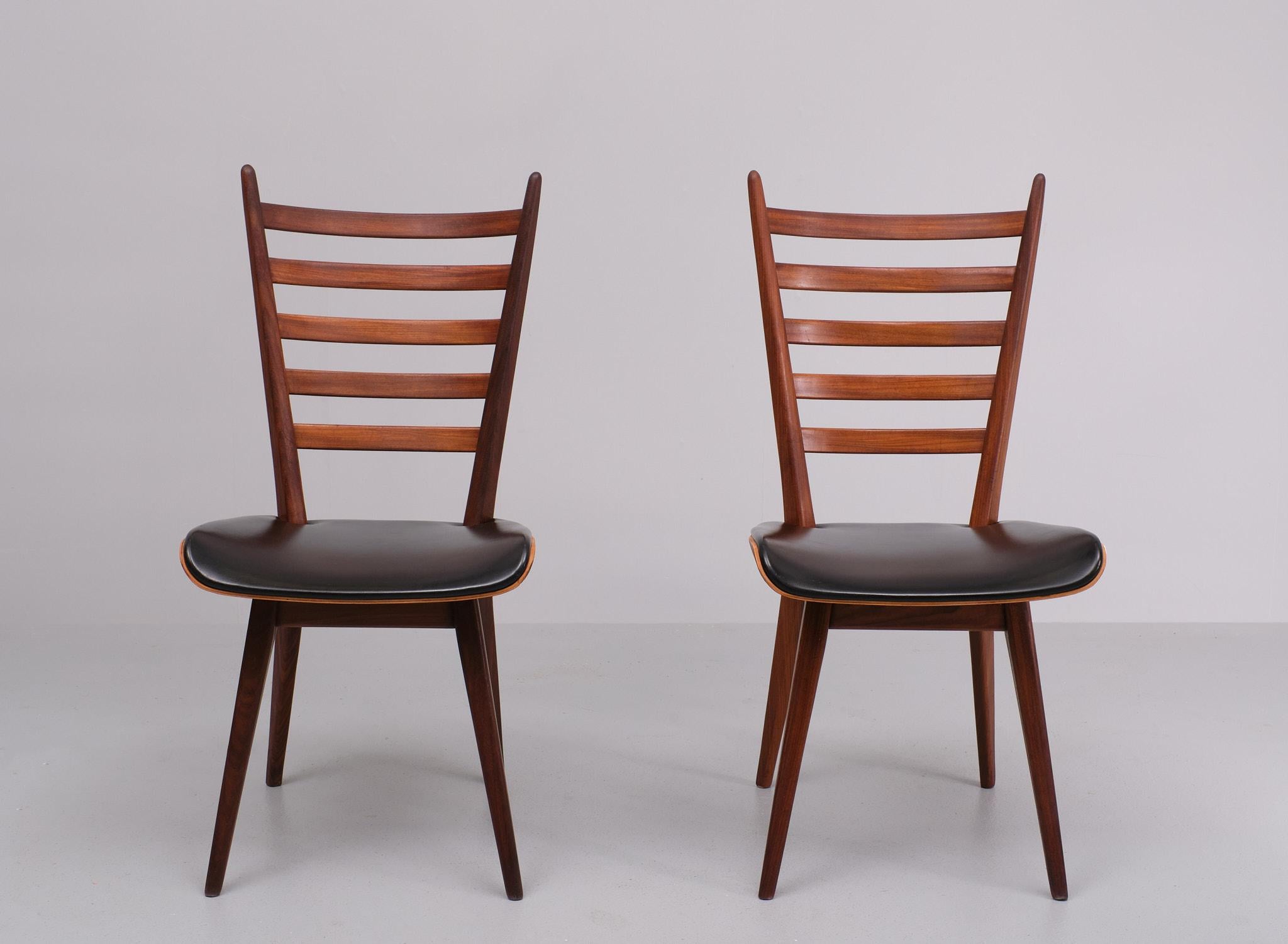 Cees Braakman  curved ladder chairs 1950s  Holland  In Good Condition For Sale In Den Haag, NL