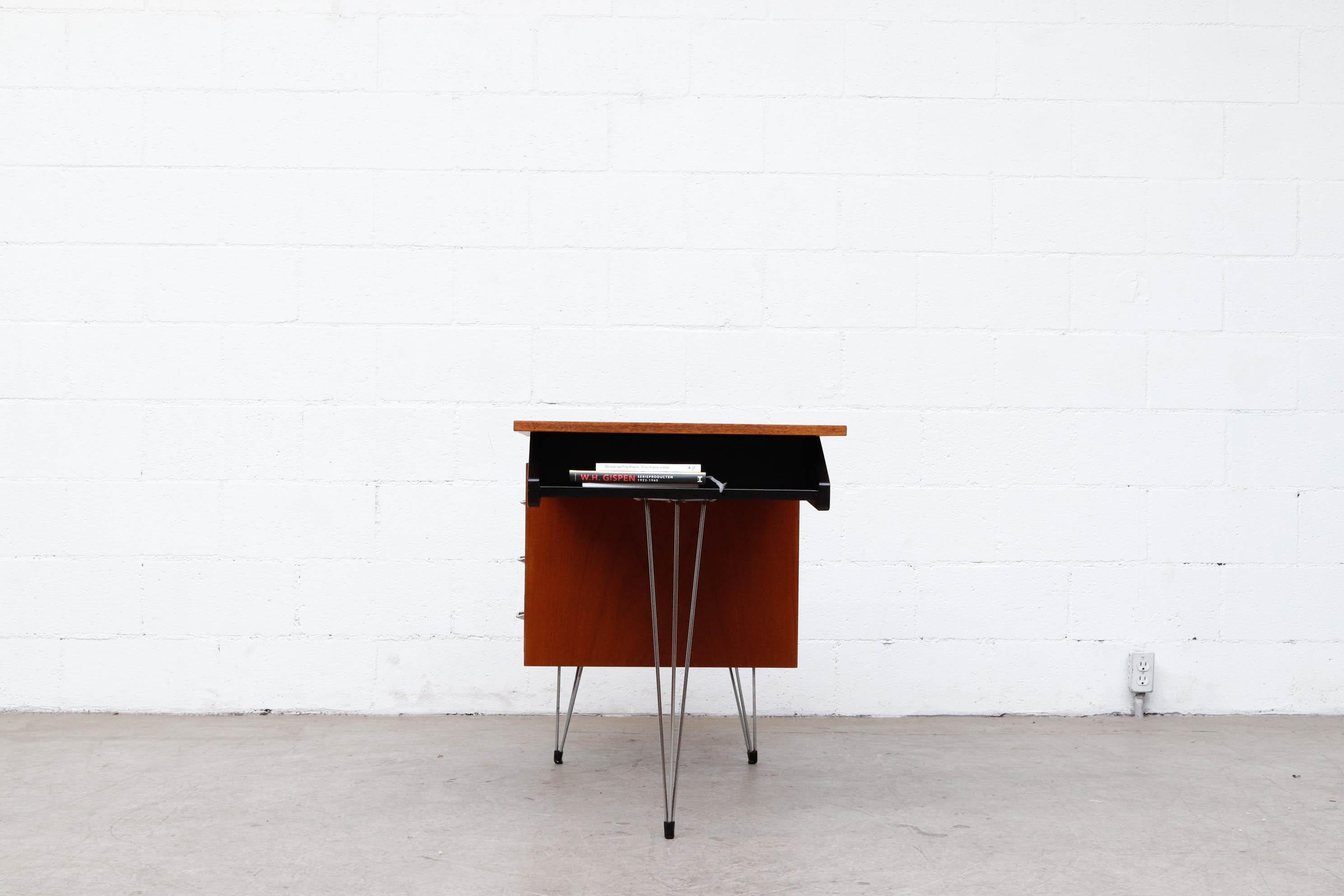 Cees Braakman Desk with Hairpin Legs and Asymmetrical Design In Good Condition In Los Angeles, CA