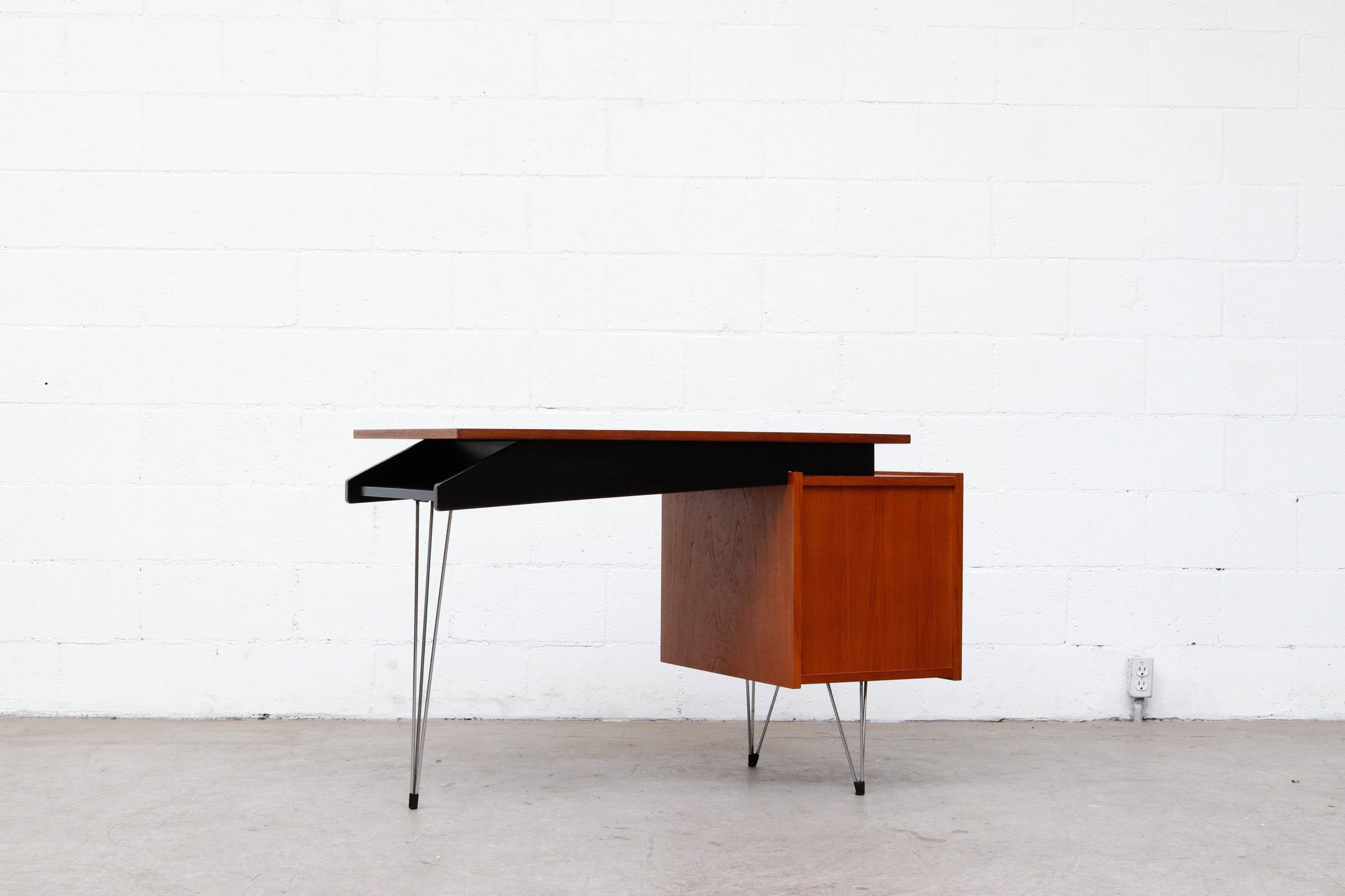 Mid-20th Century Cees Braakman Desk with Hairpin Legs and Asymmetrical Design