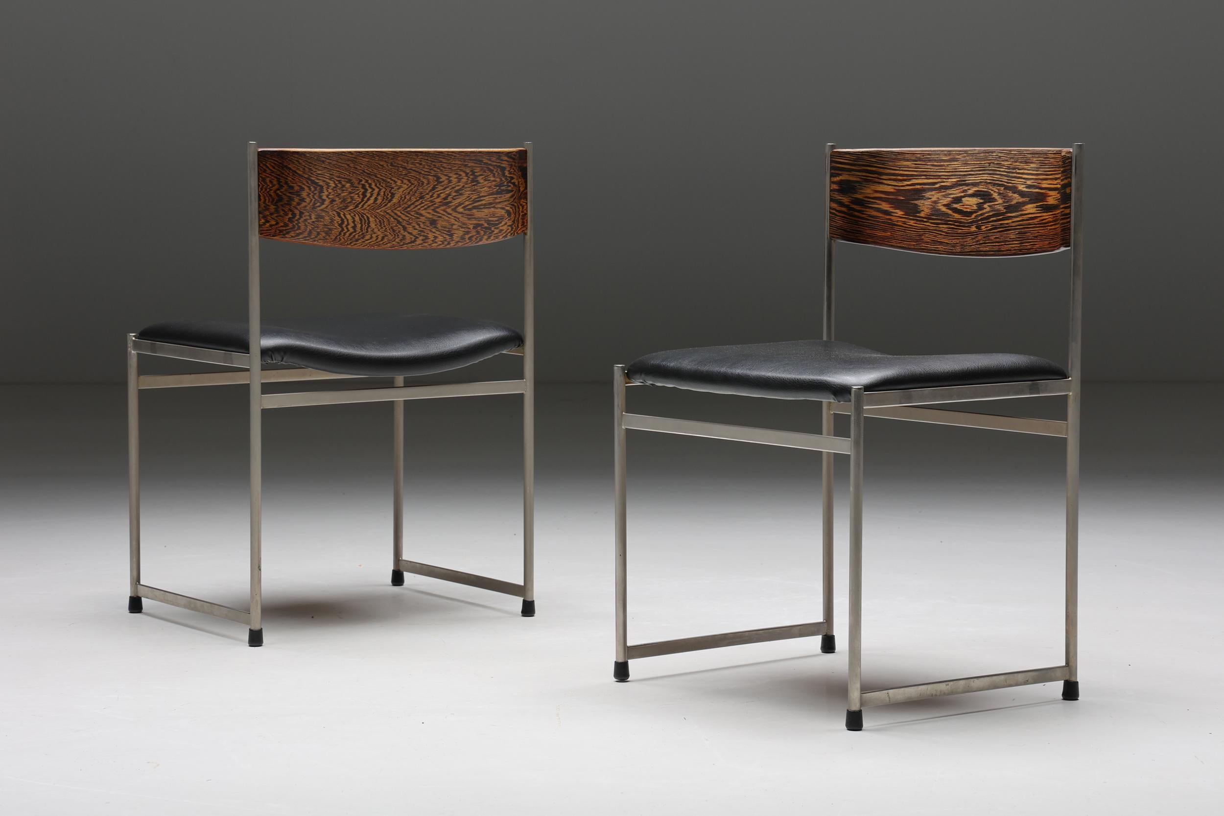 Wood Cees Braakman Dining Chairs Pastoe, Dutch Design, 1960s