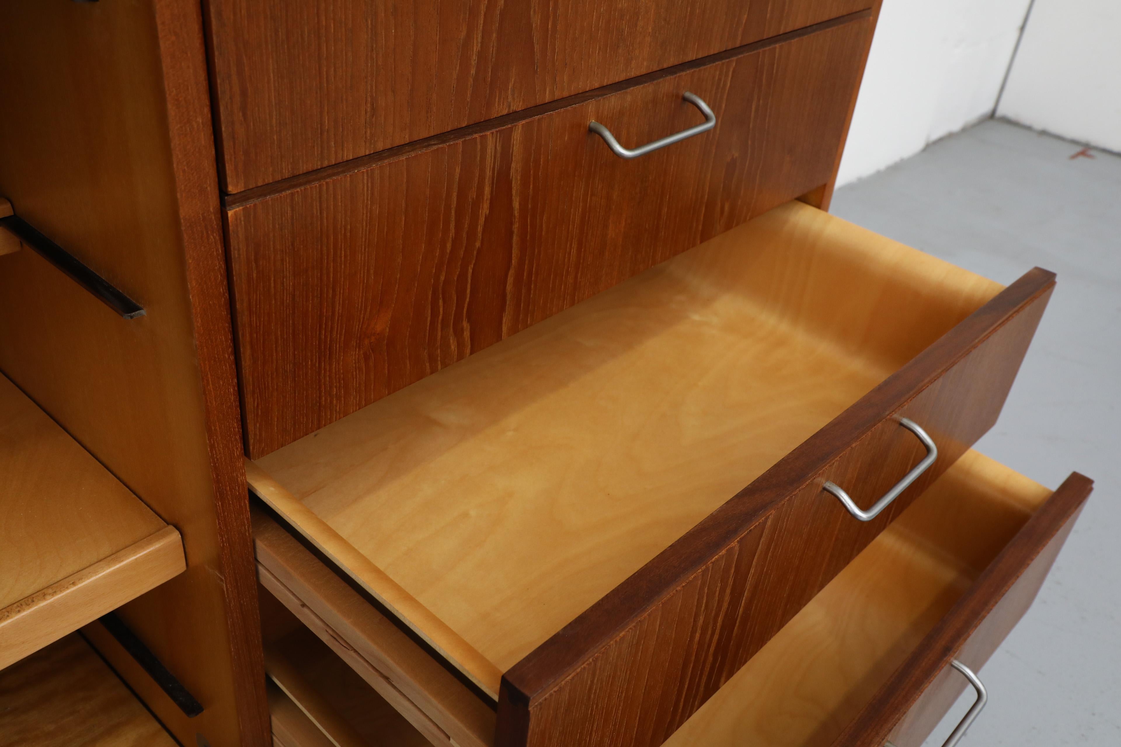 Cees Braakman for Pastoe CT69 Made-To-Measure 3 Section Teak Wall Unit In Good Condition In Los Angeles, CA