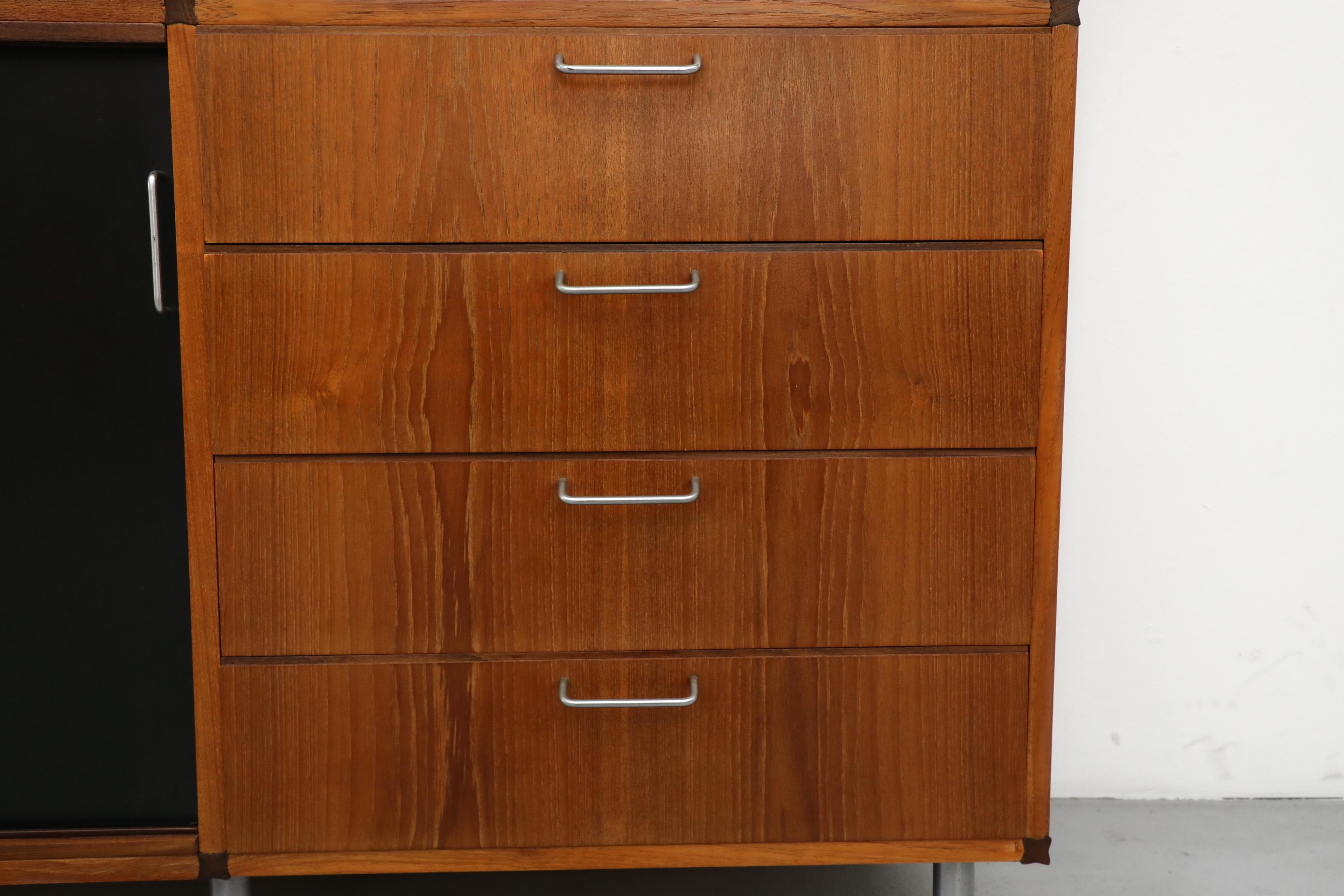 Chrome Cees Braakman for Pastoe CT69 Made-To-Measure 3 Section Teak Wall Unit