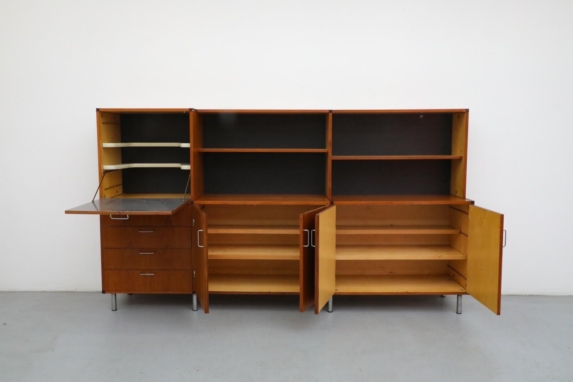 Mid-Century Modern Cees Braakman for Pastoe CT69 Made-To-Measure Unit with Drop-Down Bar or Desk For Sale