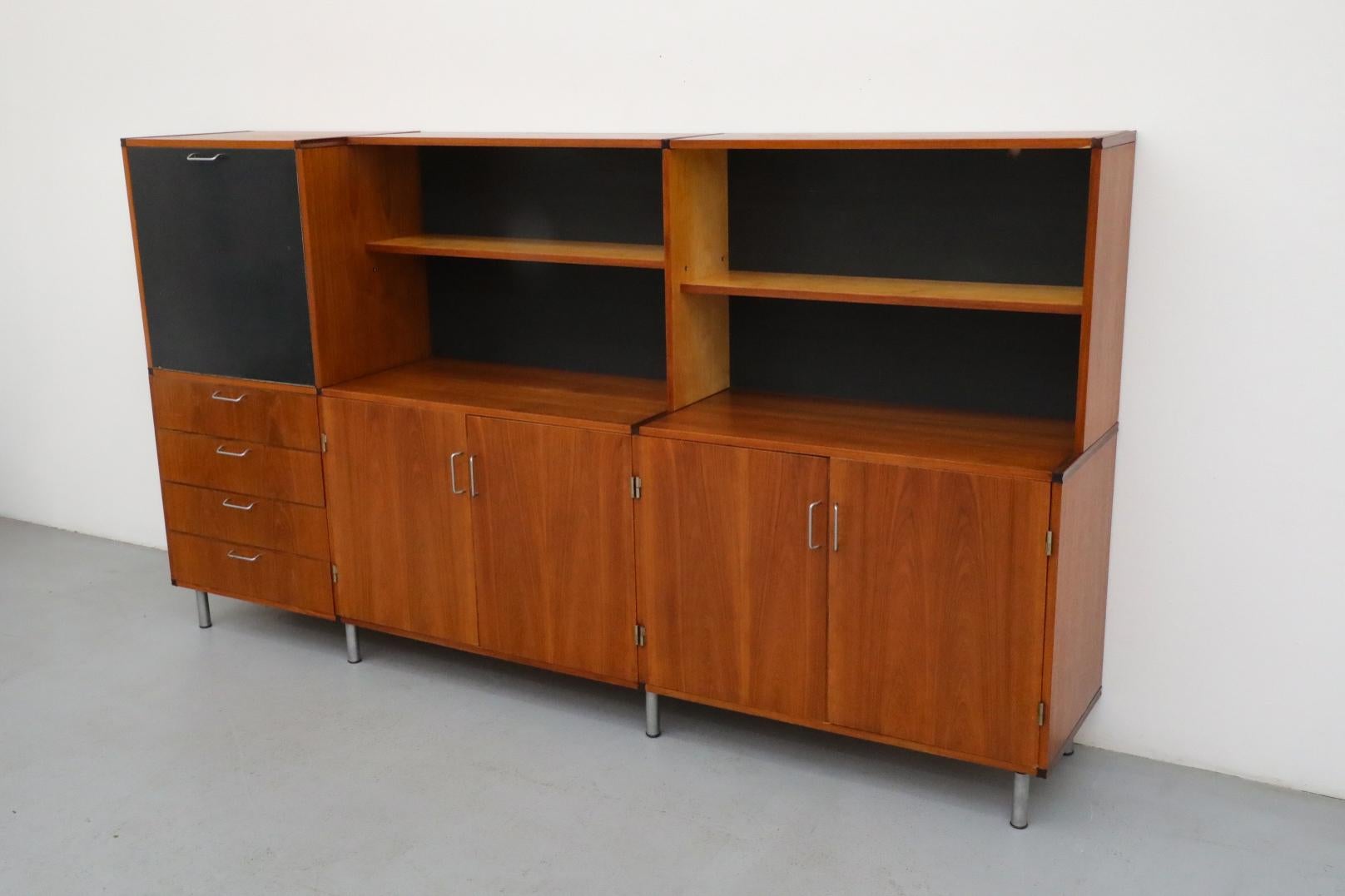 Cees Braakman for Pastoe CT69 Made-To-Measure Unit with Drop-Down Bar or Desk In Good Condition For Sale In Los Angeles, CA