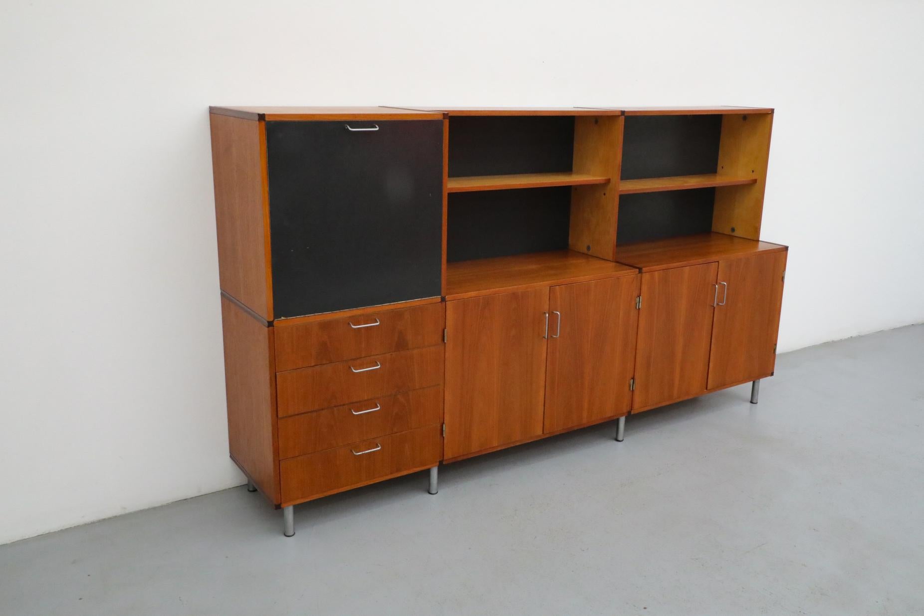 20th Century Cees Braakman for Pastoe CT69 Made-To-Measure Unit with Drop-Down Bar or Desk For Sale