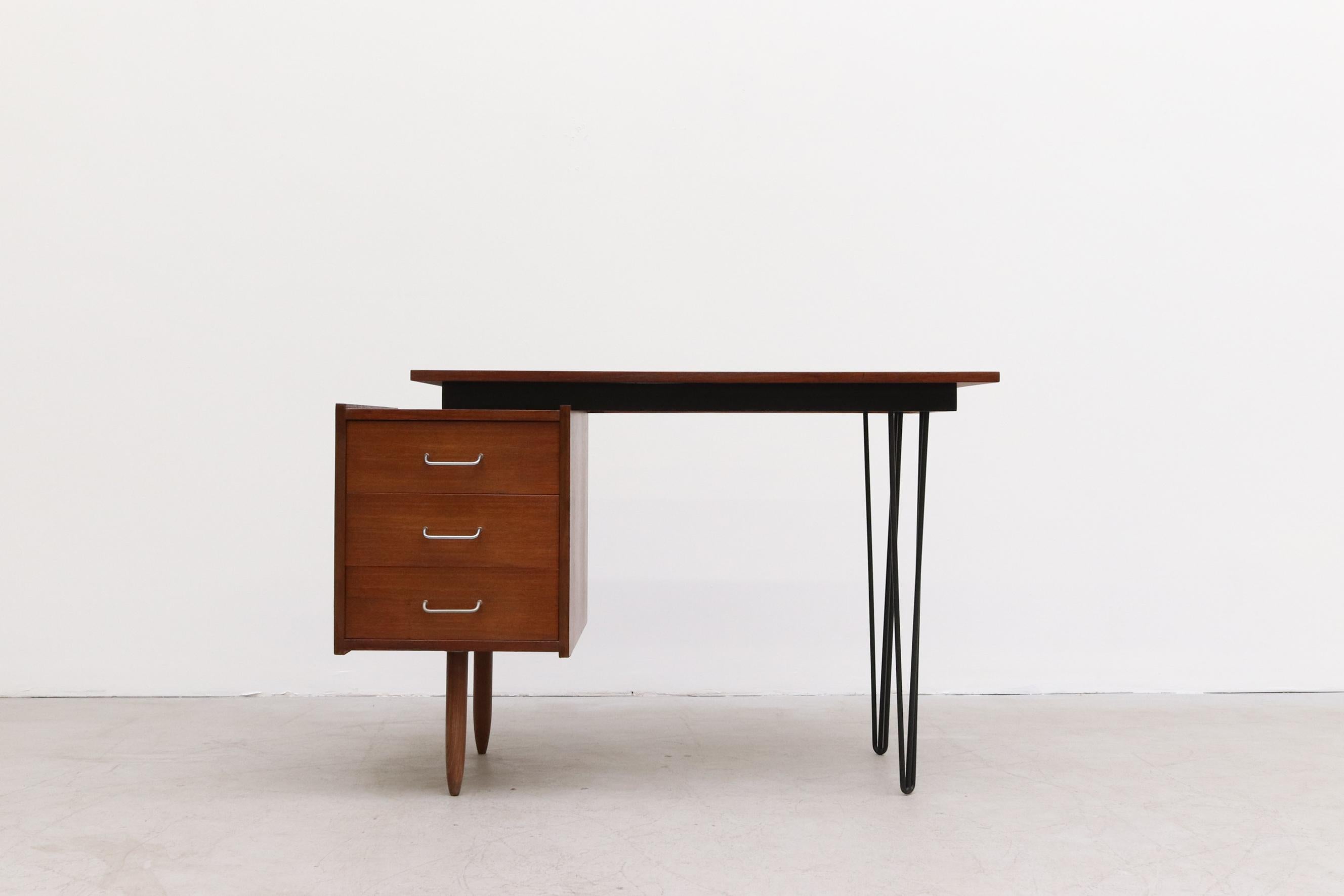 Cees Braakman for Pastoe desk with newly made hairpin legs, floating top (40