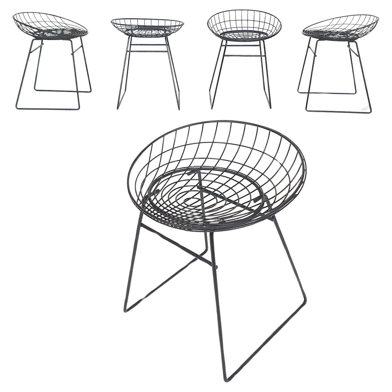 Cees Braakman pour Pastoe KM05 Tabourets en fil métallique, Pays-Bas 1958 en vente