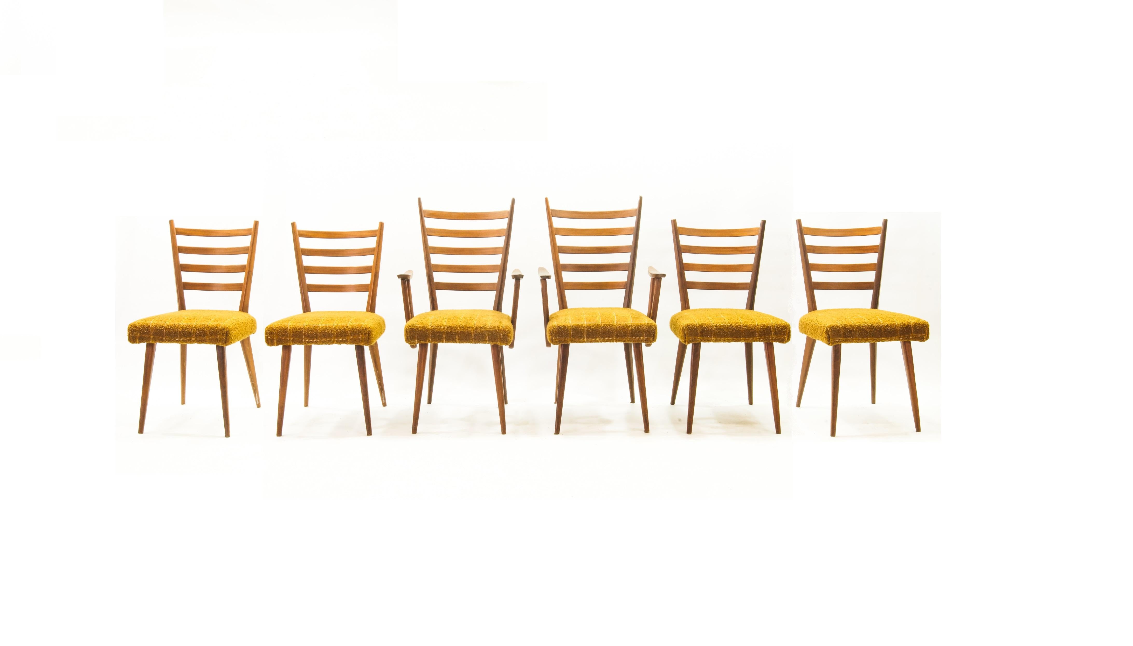 Netherlands, 1950's
Cees Braakman for Pastoe - Ladder Chairs, 1950's - dinerset of 6intage teak chairs / dining chairs made by Cees Braakman for the famous Dutch factory Pastoe. The chairs are in considerably good condition. Seating area is