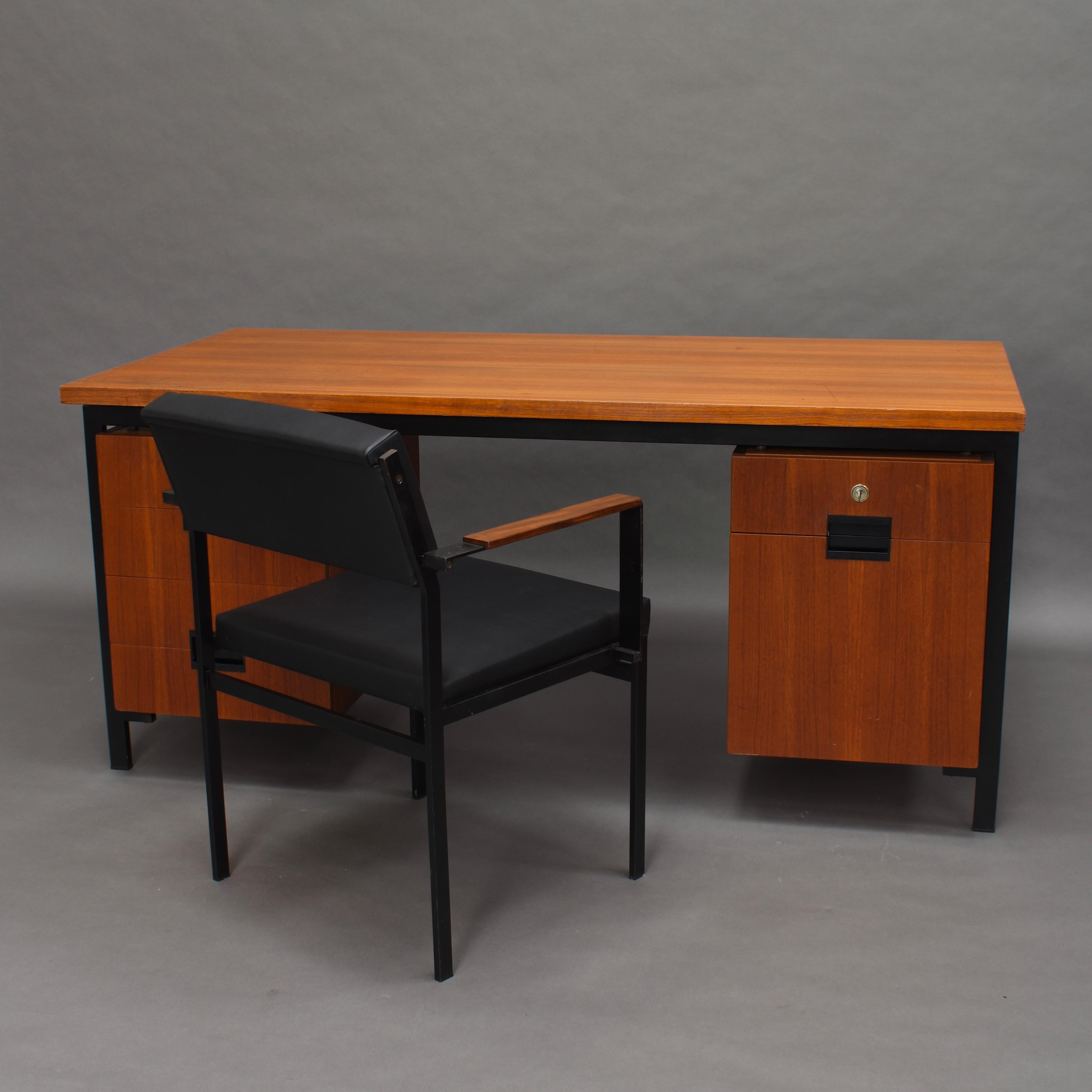 Mid-Century Modern Cees Braakman for Pastoe Model EU02 Japanese Series Desk and Chair in Teak, 1950 For Sale