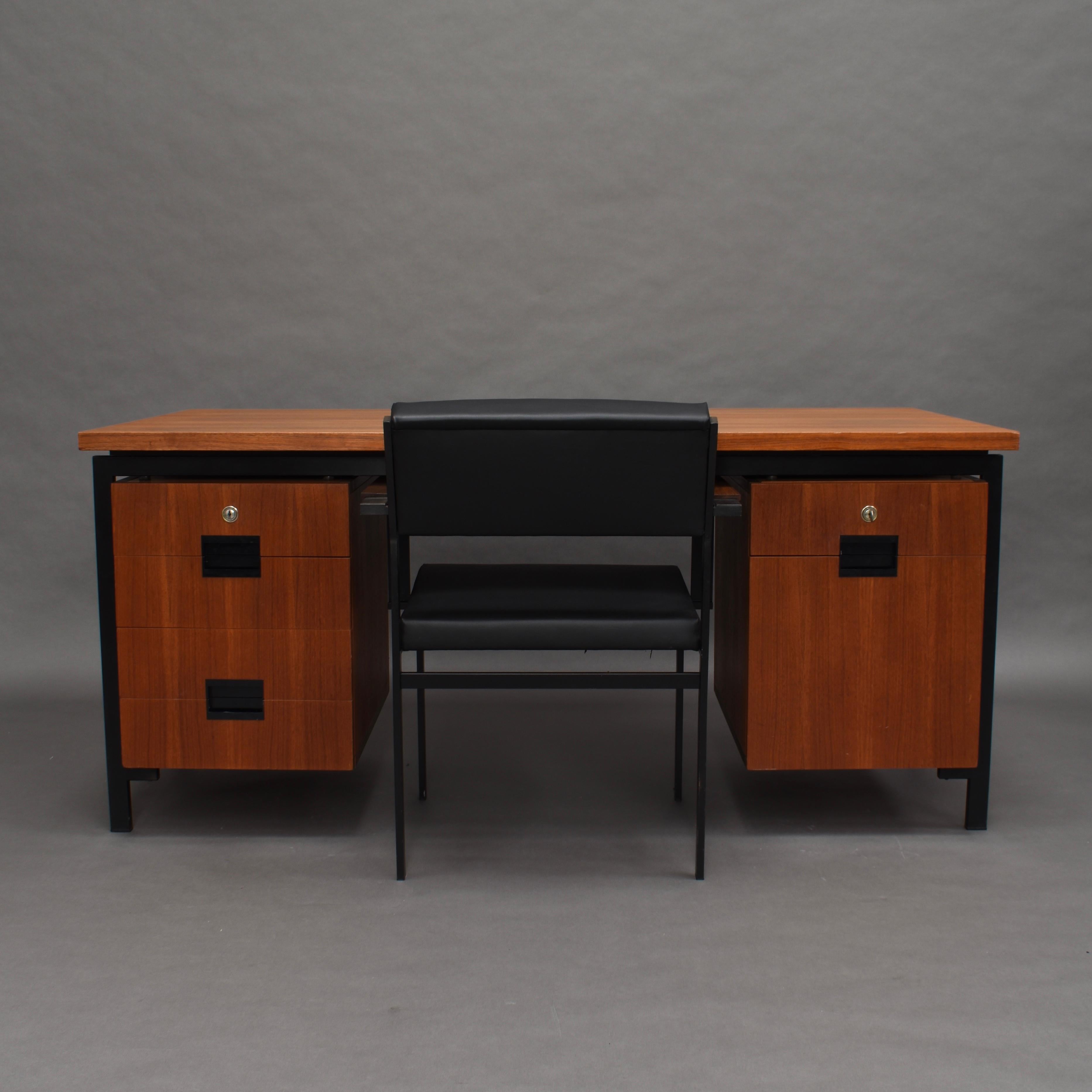 Dutch Cees Braakman for Pastoe Model EU02 Japanese Series Desk and Chair in Teak, 1950 For Sale