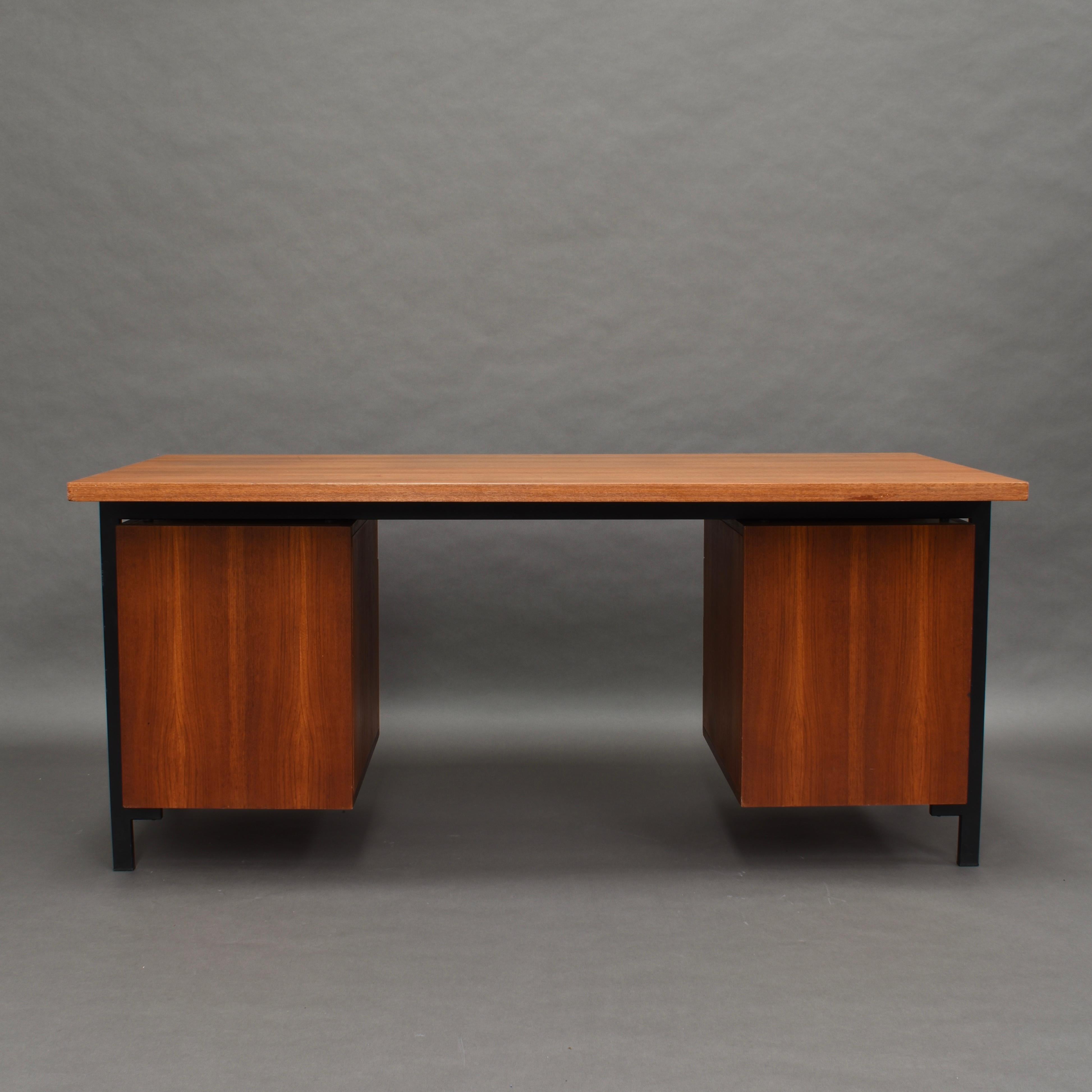 Metal Cees Braakman for Pastoe Model EU02 Japanese Series Desk and Chair in Teak, 1950 For Sale