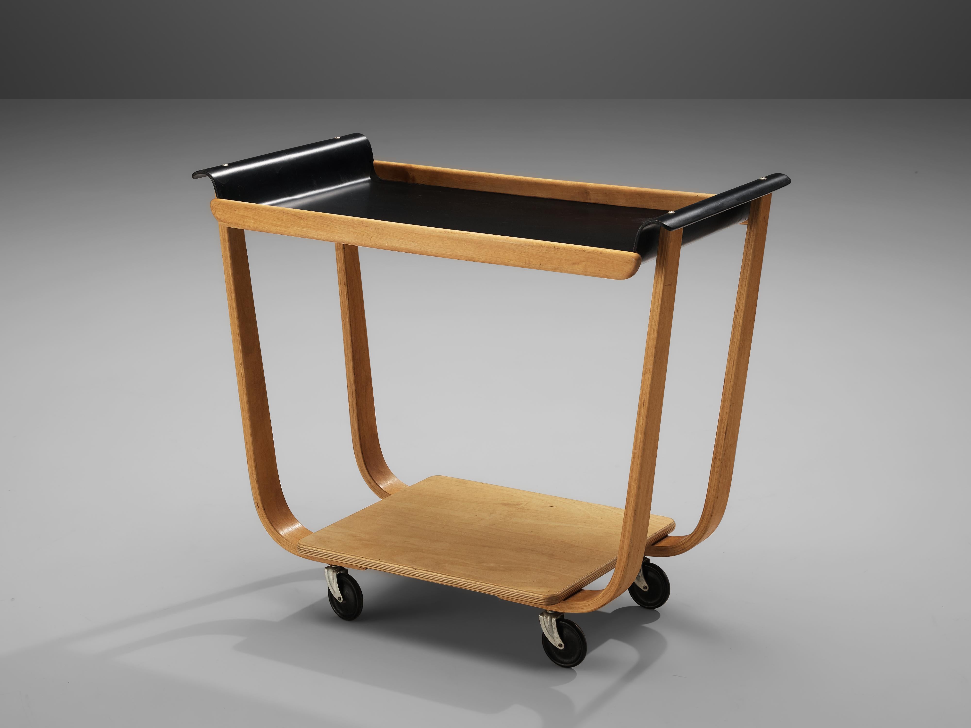 Cees Braakman for Pastoe, serving trolley model ‘Rolo PB31’, laminated plywood, metal, the Netherlands, 1950

Dutch furniture designer Cees Braakman designed the ‘Rolo’ serving trolley for Pastoe in 1950. Braakman combined the bright color of the