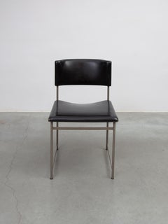 Cees Braakman für Pastoe Sechser-Set  SM08 Esszimmerstühle aus schwarzem Leder.