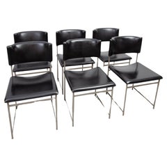 Vintage  Cees Braakman for Pastoe Set of Six  SM08 Dining Chairs in Black Leather.