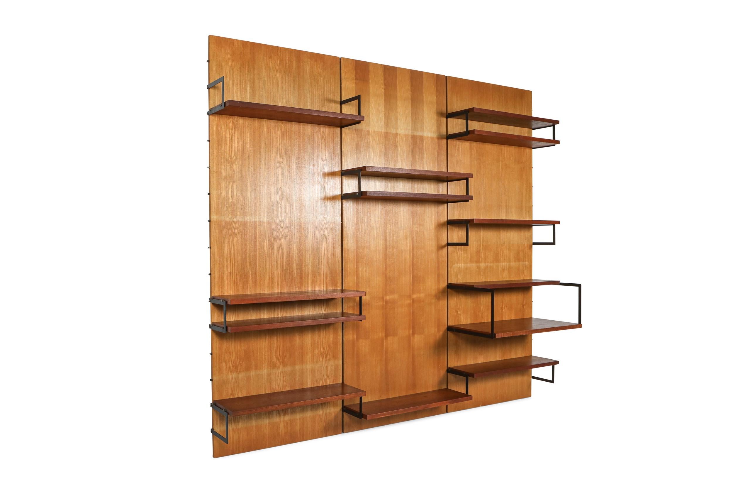 Minimalist teak wall unit Cees Braakman, Japanese series for Pastoe, the Netherlands, 1950s

Unique tall wall unit from the famous Japanese series designed by Cees Braakman for Pastoe UMS, the Netherlands, 1958.
The wall unit is made out of teak