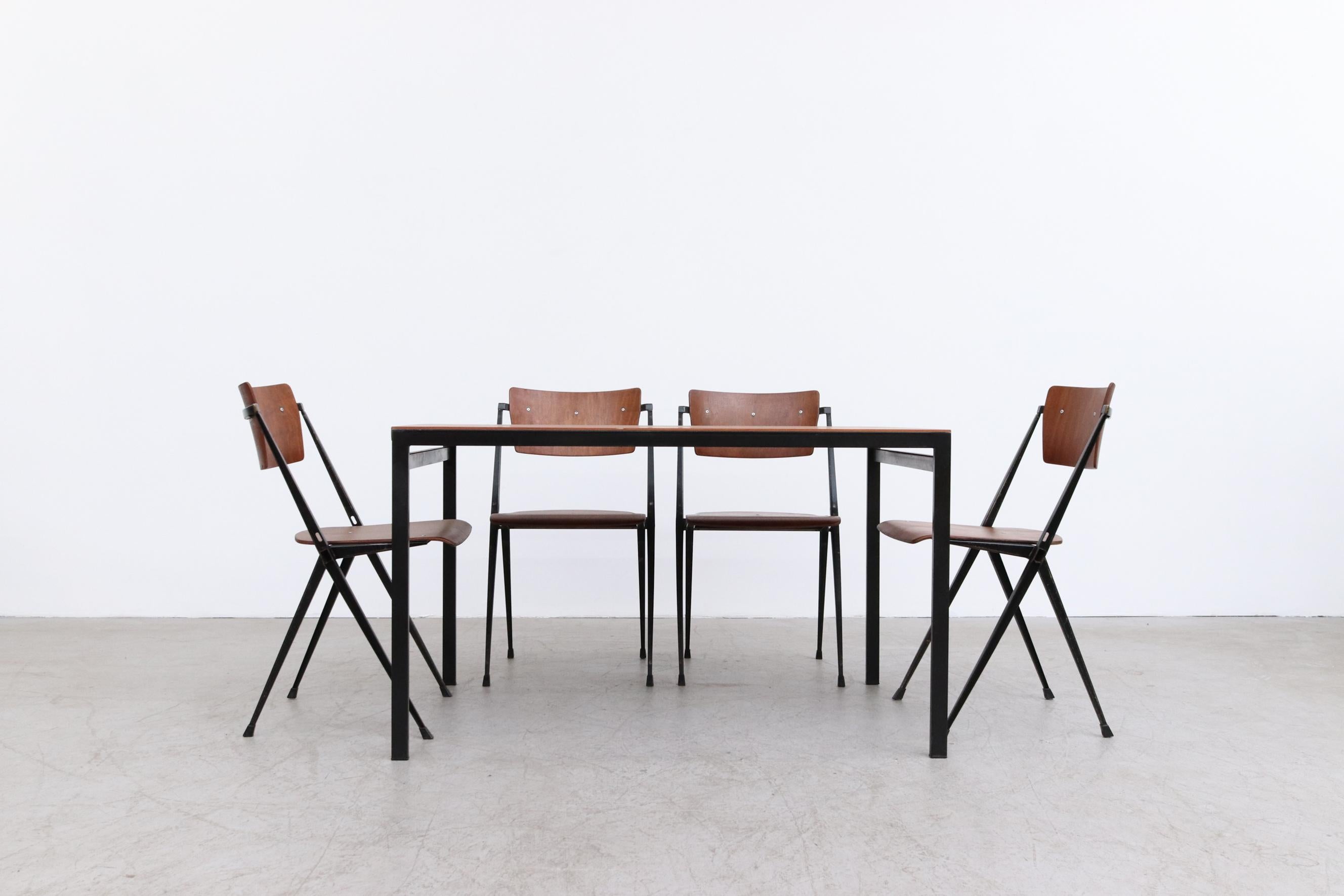Cees Braakman Japanese Series Teak Dining Table for Pastoe w/ Black Metal Frame For Sale 3