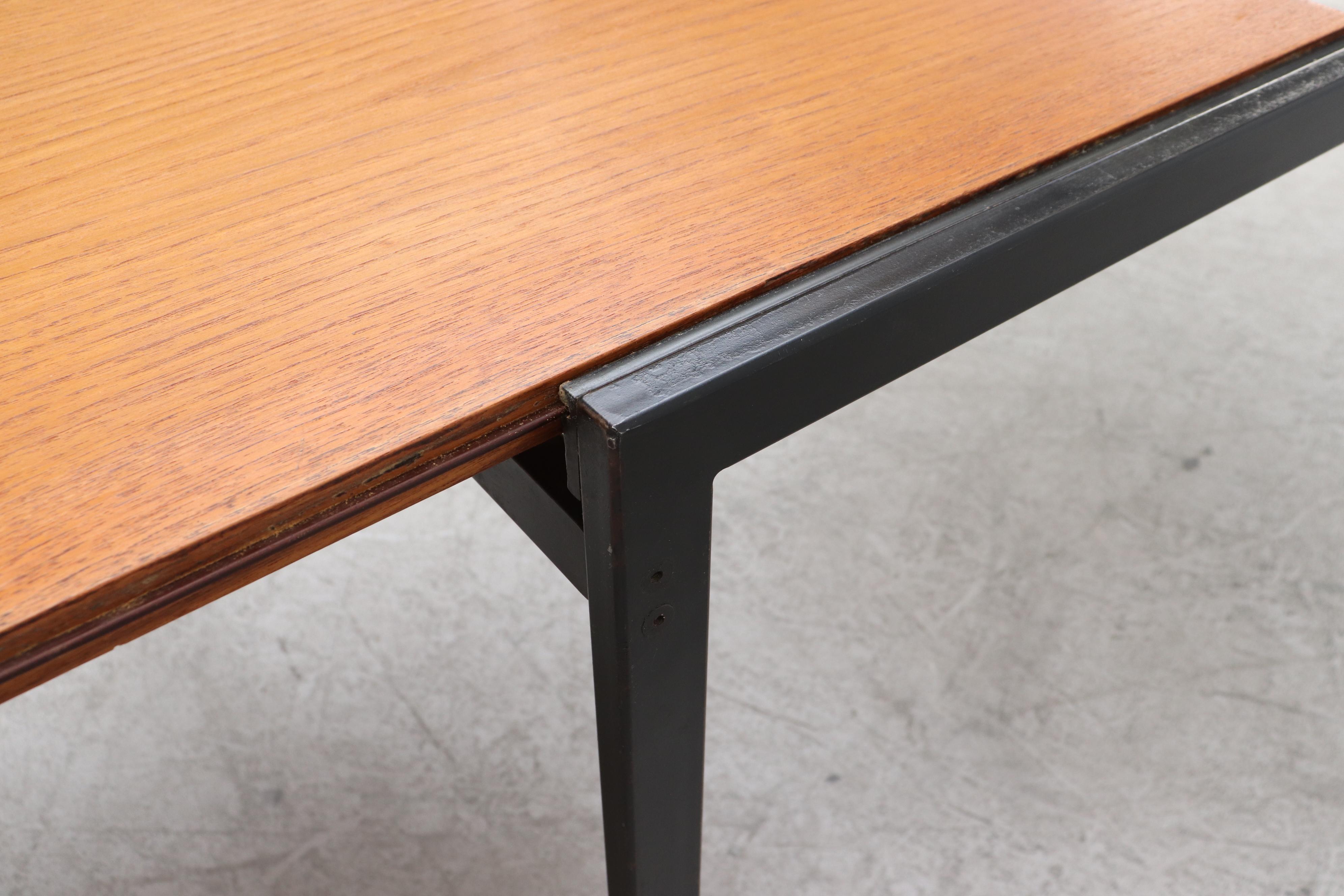 Cees Braakman Japanese Series Teak Extension Dining Table w/ Leaf & Black Frame For Sale 6