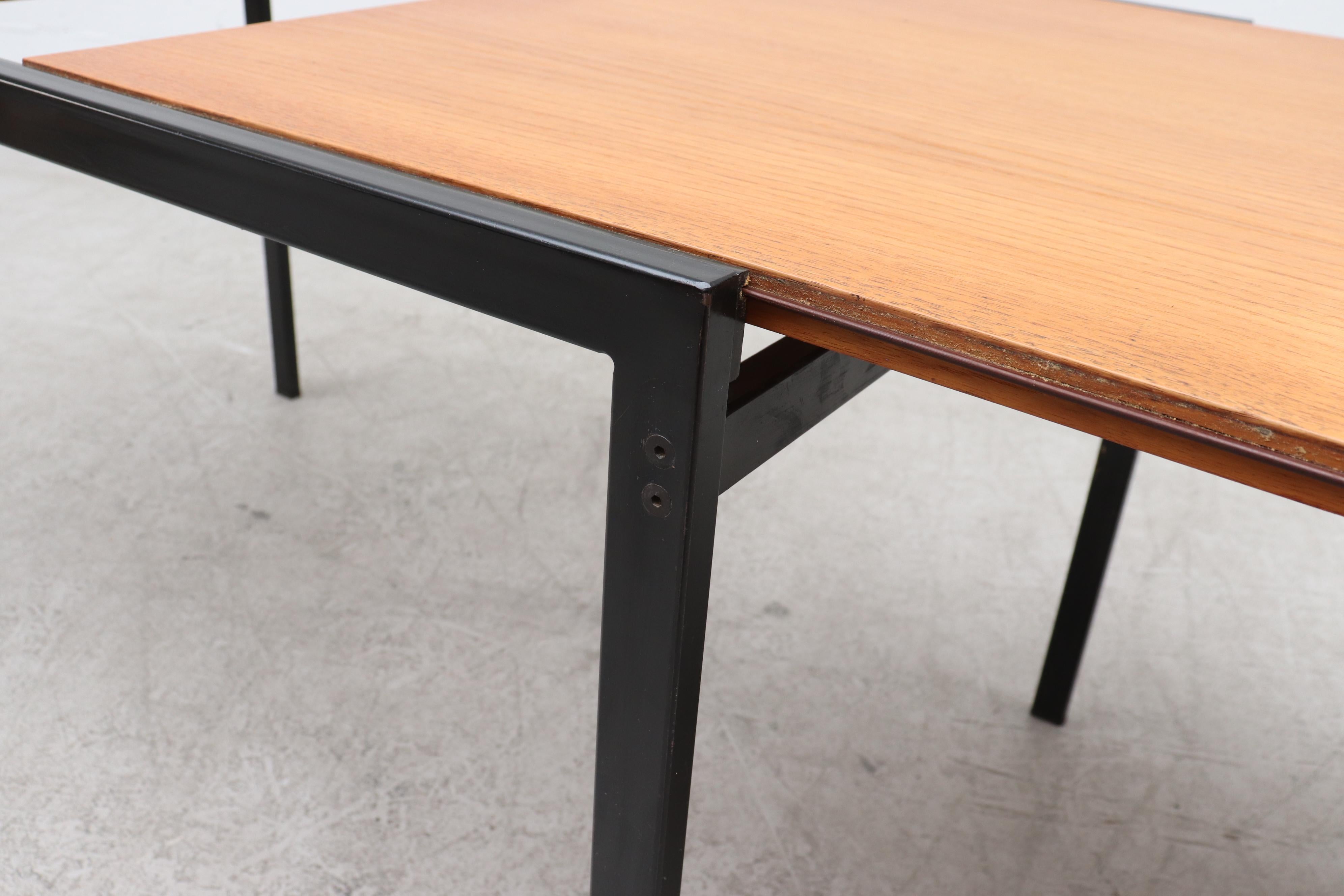 Cees Braakman Japanese Series Teak Extension Dining Table w/ Leaf & Black Frame For Sale 7