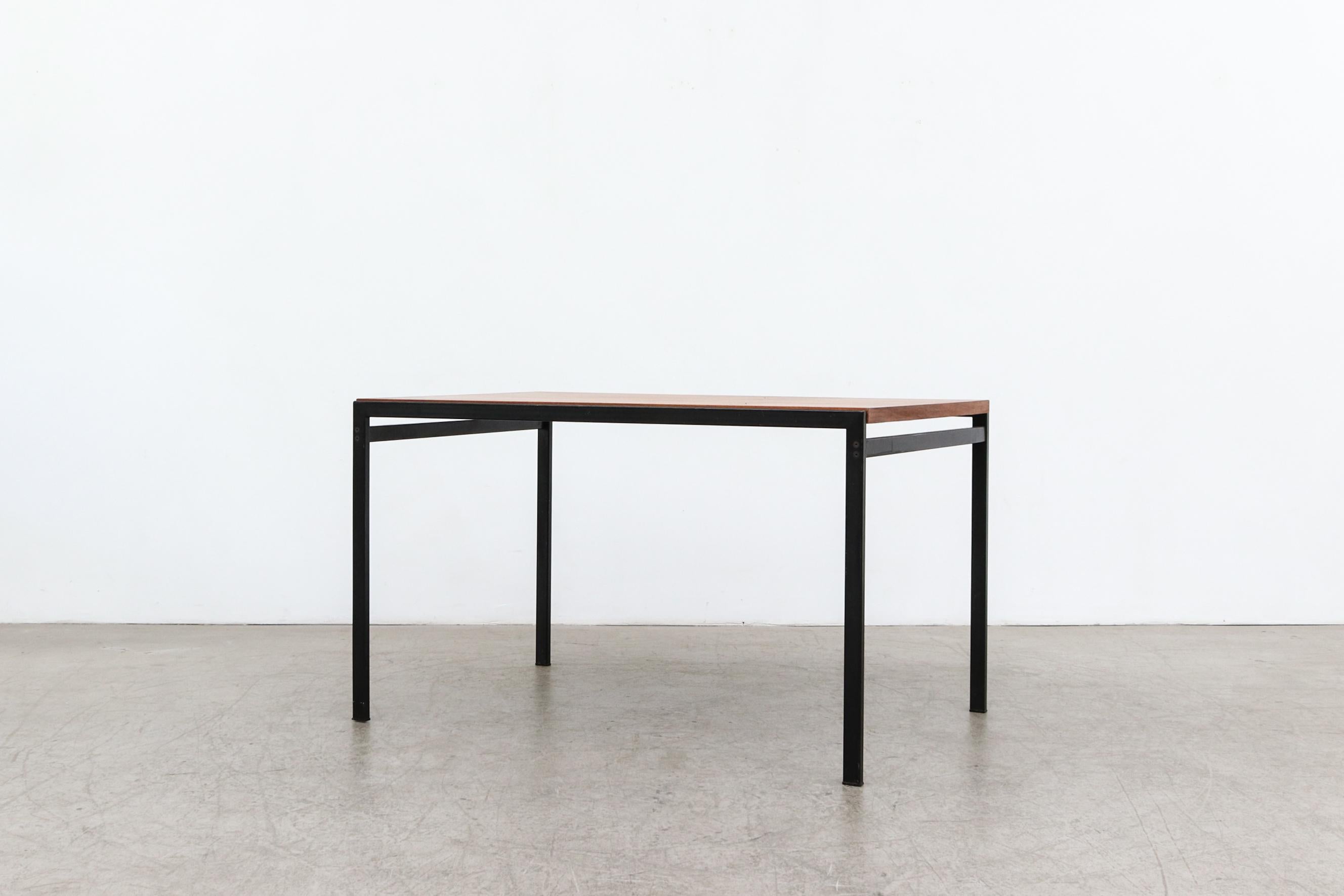 Mid-Century Modern Cees Braakman Japanese Series Dining Table for Pastoe w/ Teak Top and Metal Legs For Sale