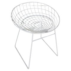 Cees Braakman "KM05" White Wire Stool For Pastoe, 1950's, Netherlands