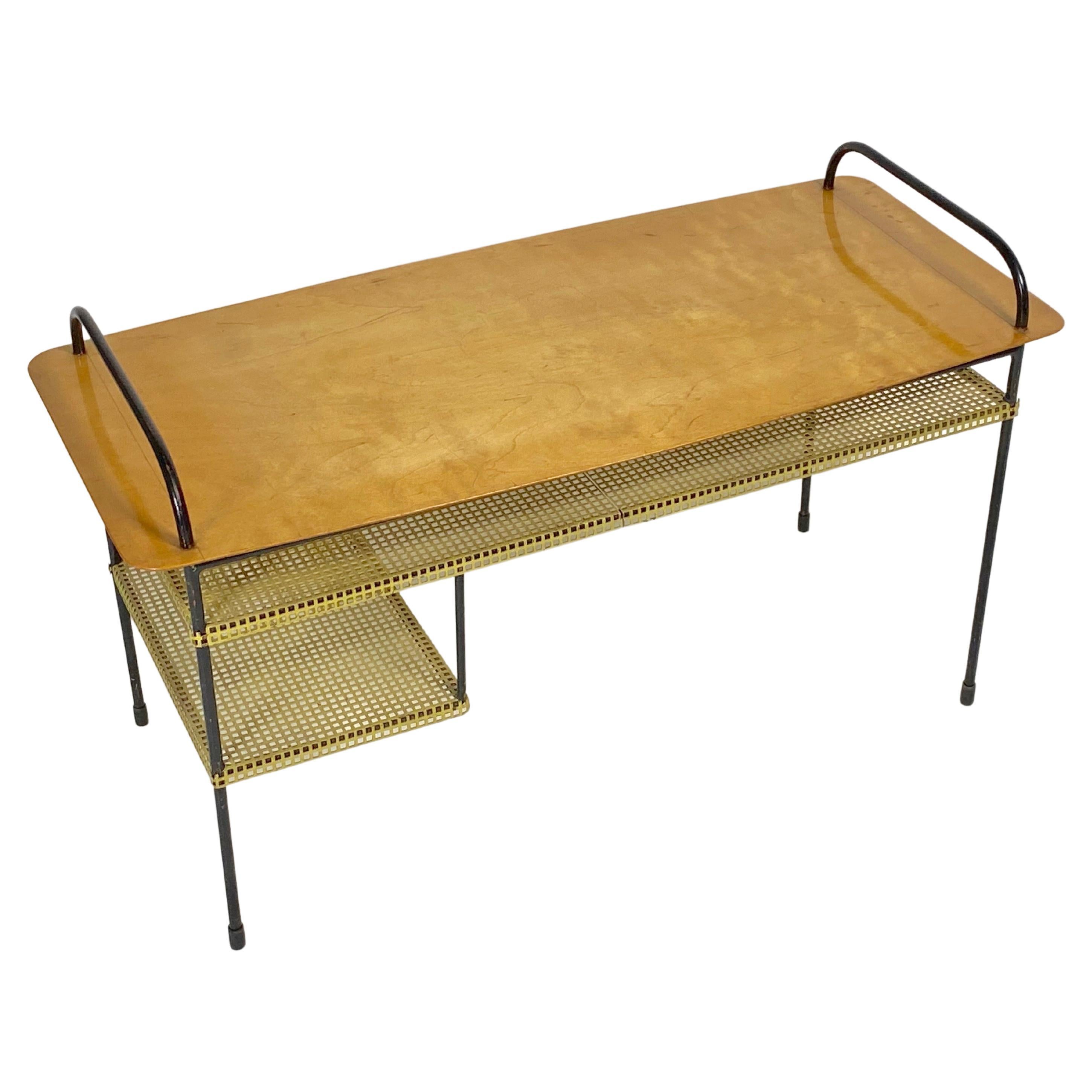 Cees Braakman Magazine Table Wood, Iron 
Perforated Metal Shelves for Pastoe