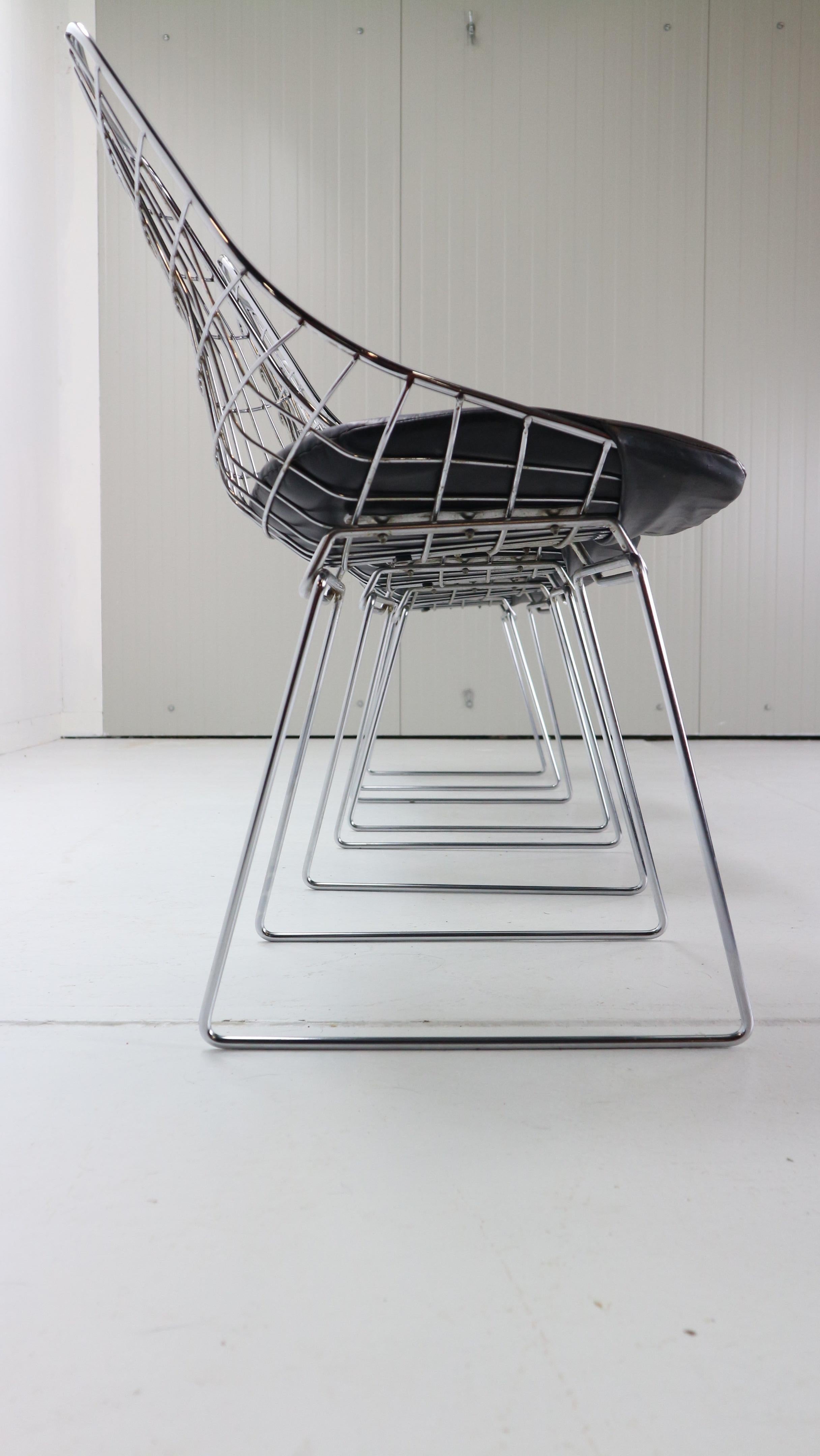 Cees Braakman Set of 4 Wire Chairs Model, 'SM05' for Pastoe, 1950s 1