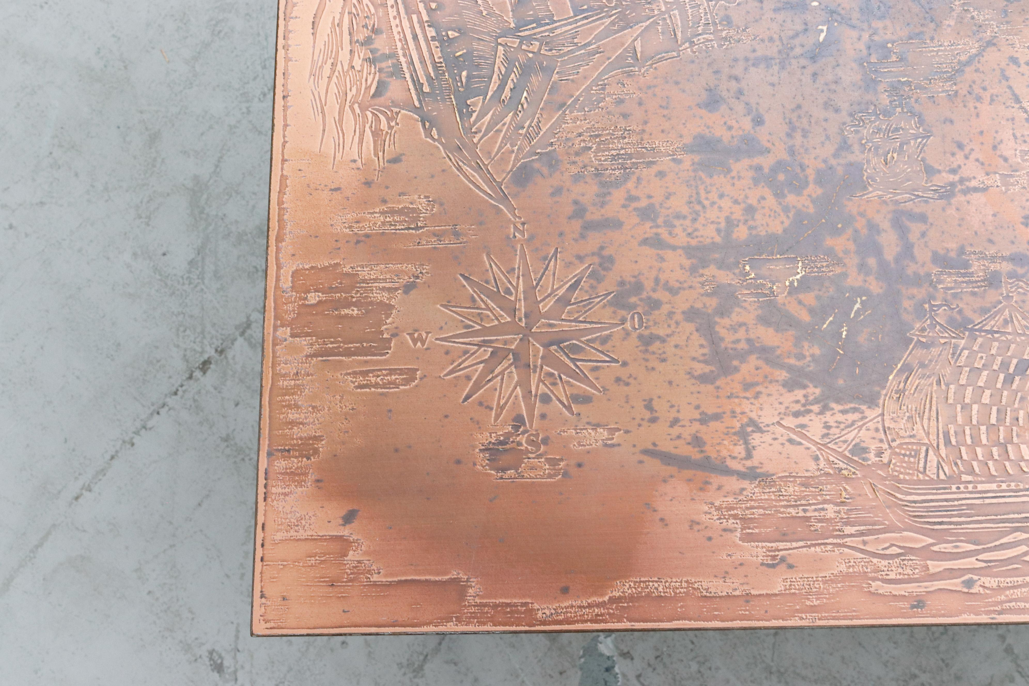 Cees Braakman Style Copper Map Coffee Table 4