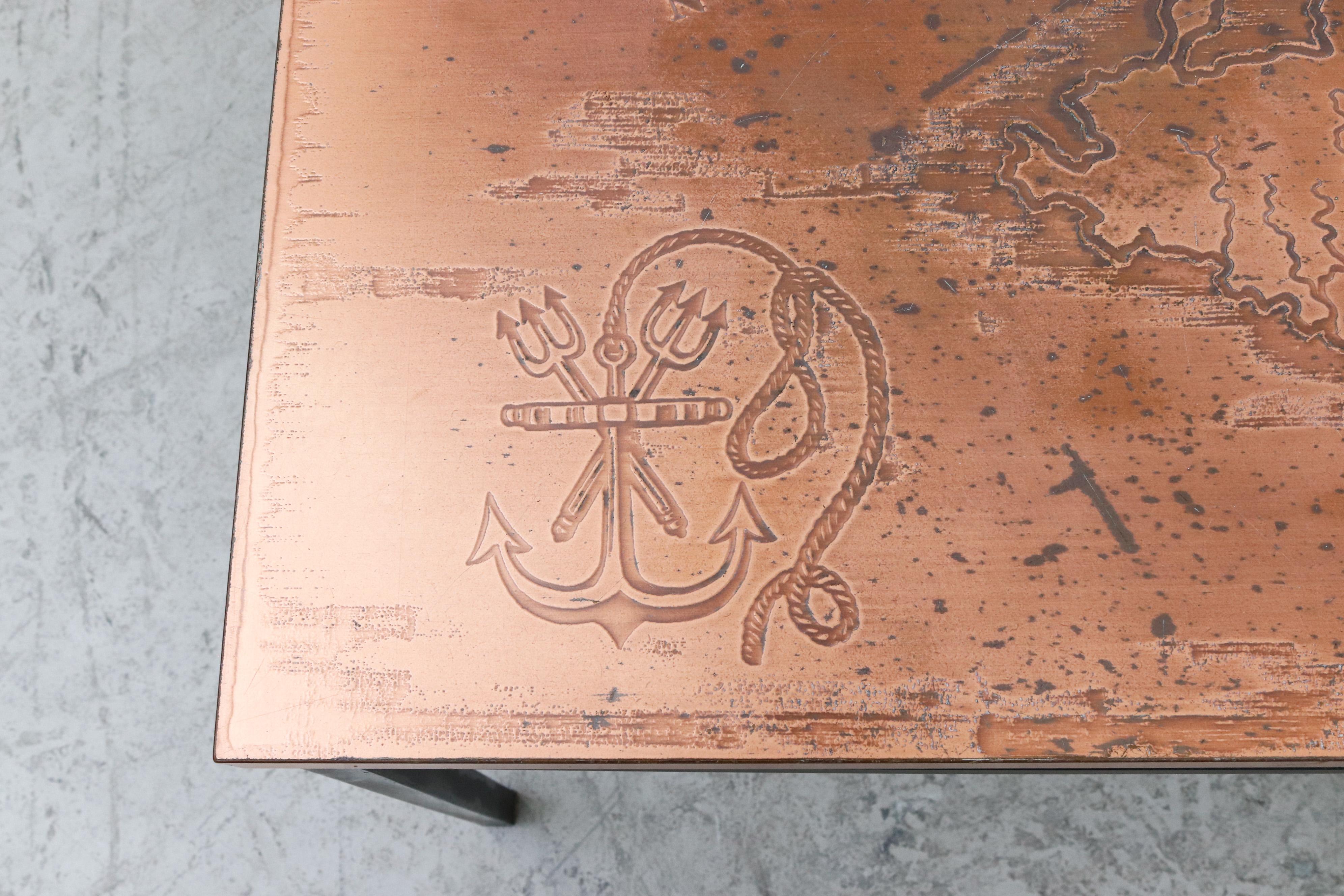 Cees Braakman Style Copper Map Coffee Table 8