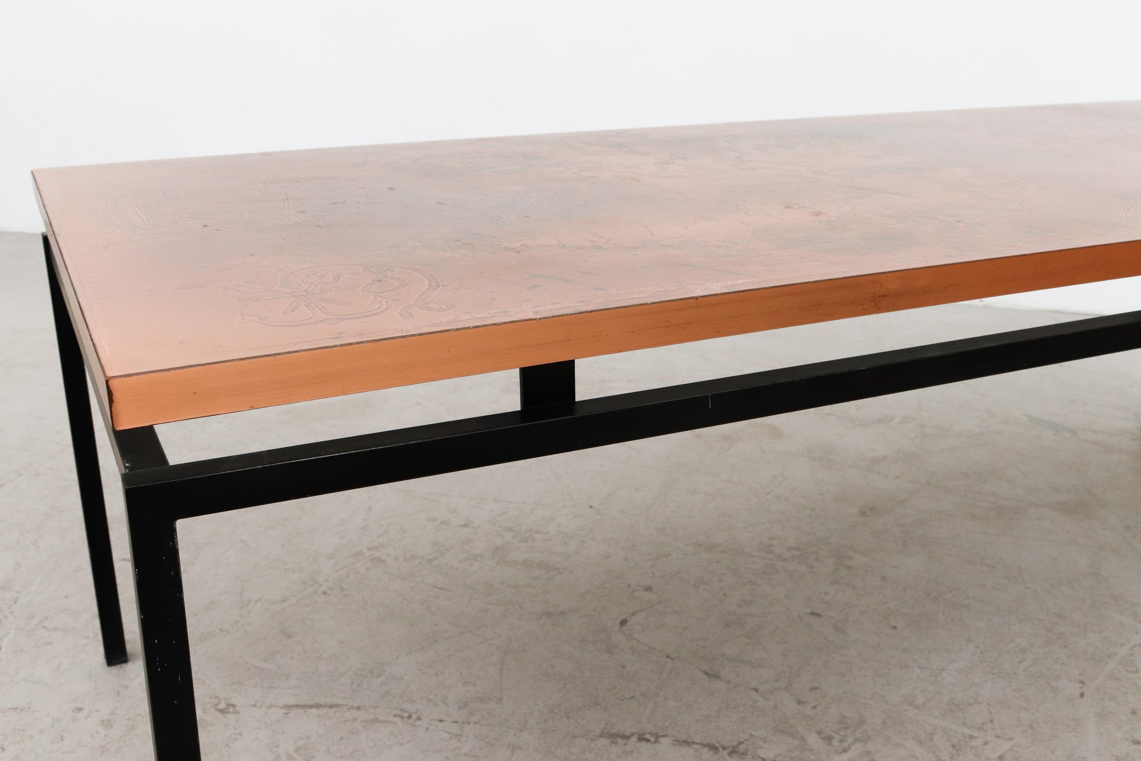 Cees Braakman Style Copper Map Coffee Table 9