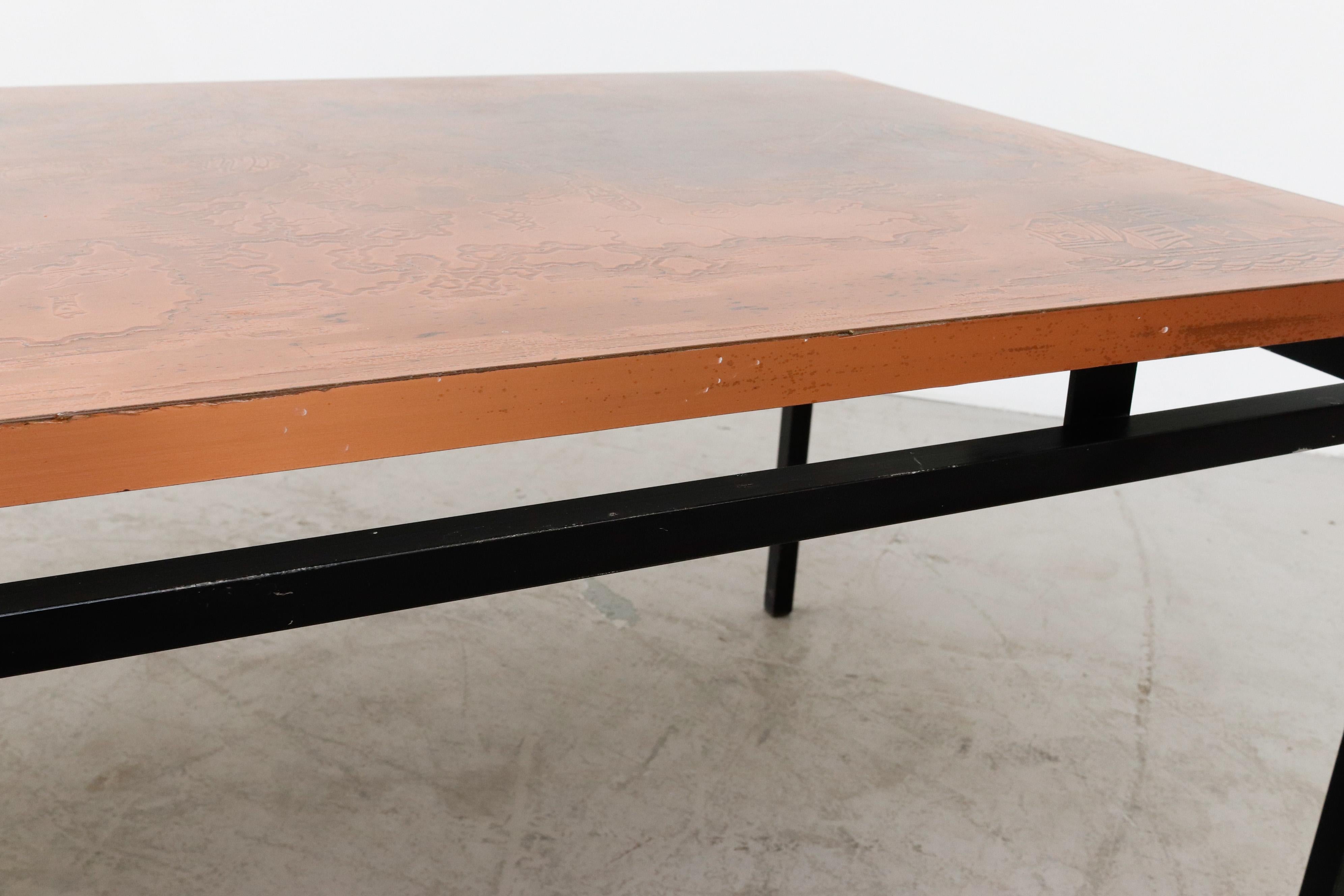 Cees Braakman Style Copper Map Coffee Table 10