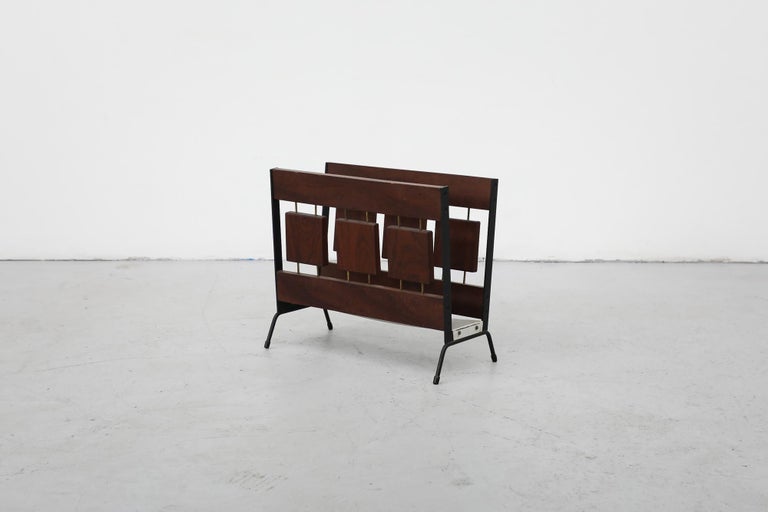 Designstyles Wall-Mounted Magazine Rack - Wood & Metal, 2 Storage Slots, Label Holders, Space Saving Organizer