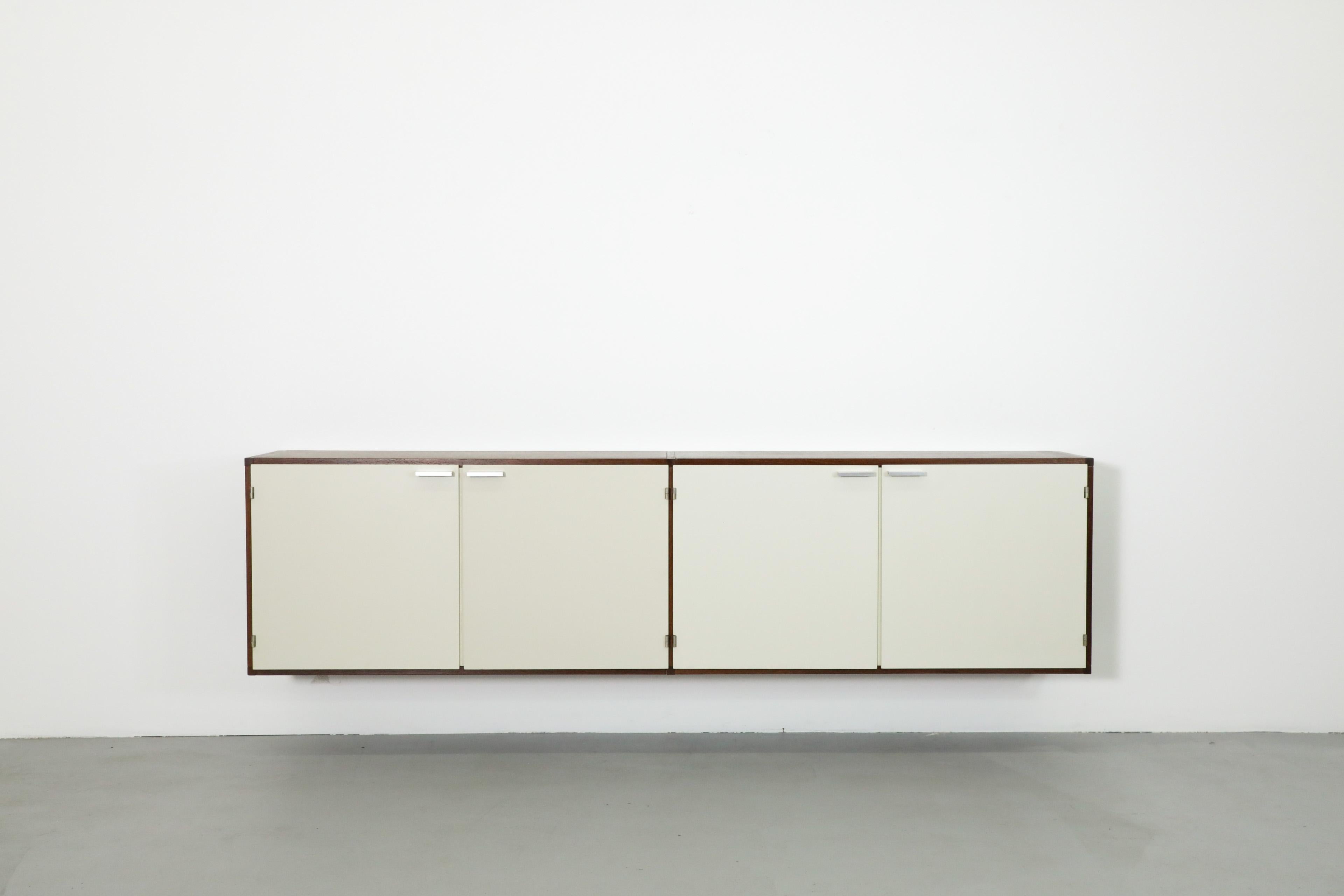 Mid-Century Modern Cees Braakman Wenge & White Wall Mount Floating Credenza w/ and Shelves