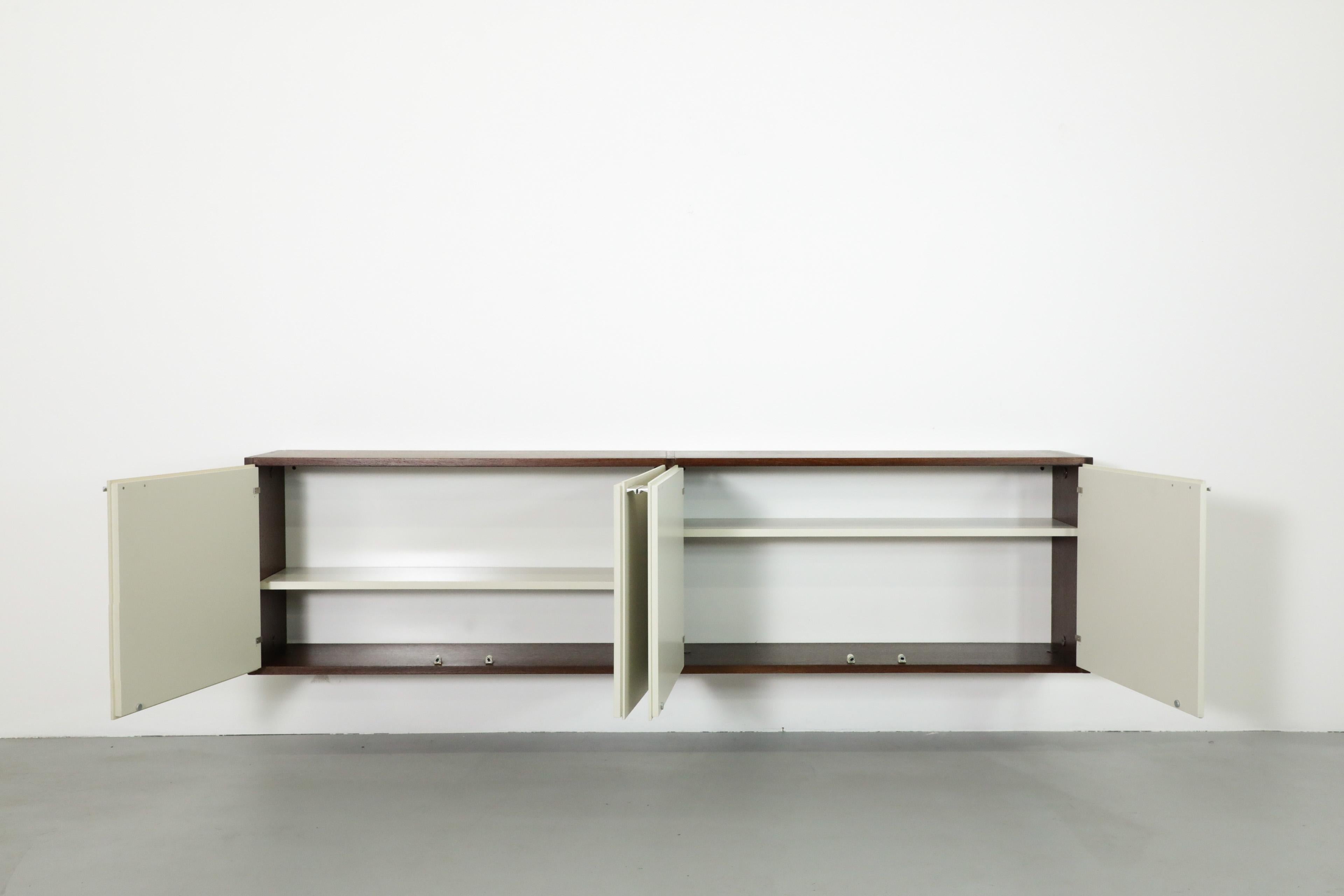 Cees Braakman Wenge & White Wall Mount Floating Credenza w/ and Shelves In Good Condition In Los Angeles, CA