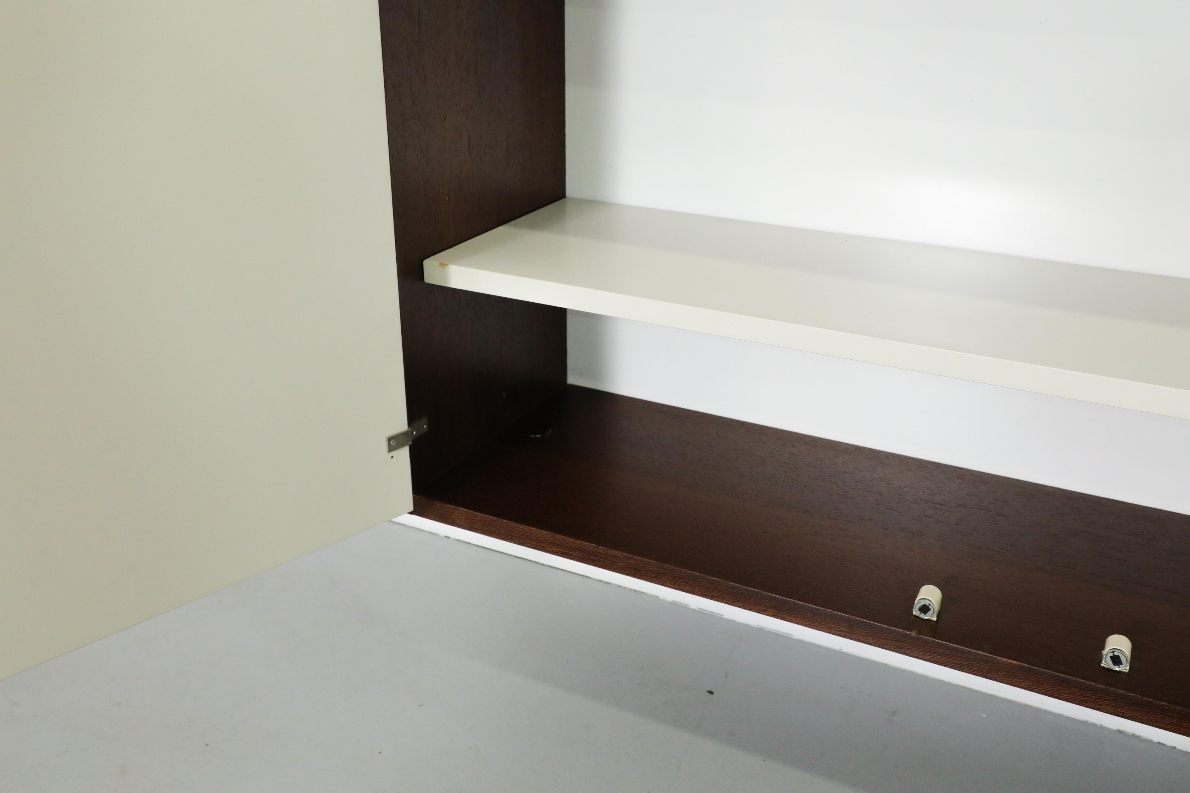 Formica Cees Braakman Wenge & White Wall Mount Floating Credenza w/ and Shelves