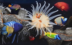 "Arrecife oceánico" de Cees Penning, Pintura original al óleo sobre tabla, 42 pulg. x 66 pulg.