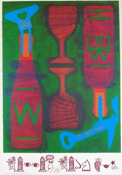 Original Vintage Willi's Wine Bar Poster by Cefai 1992 Paris