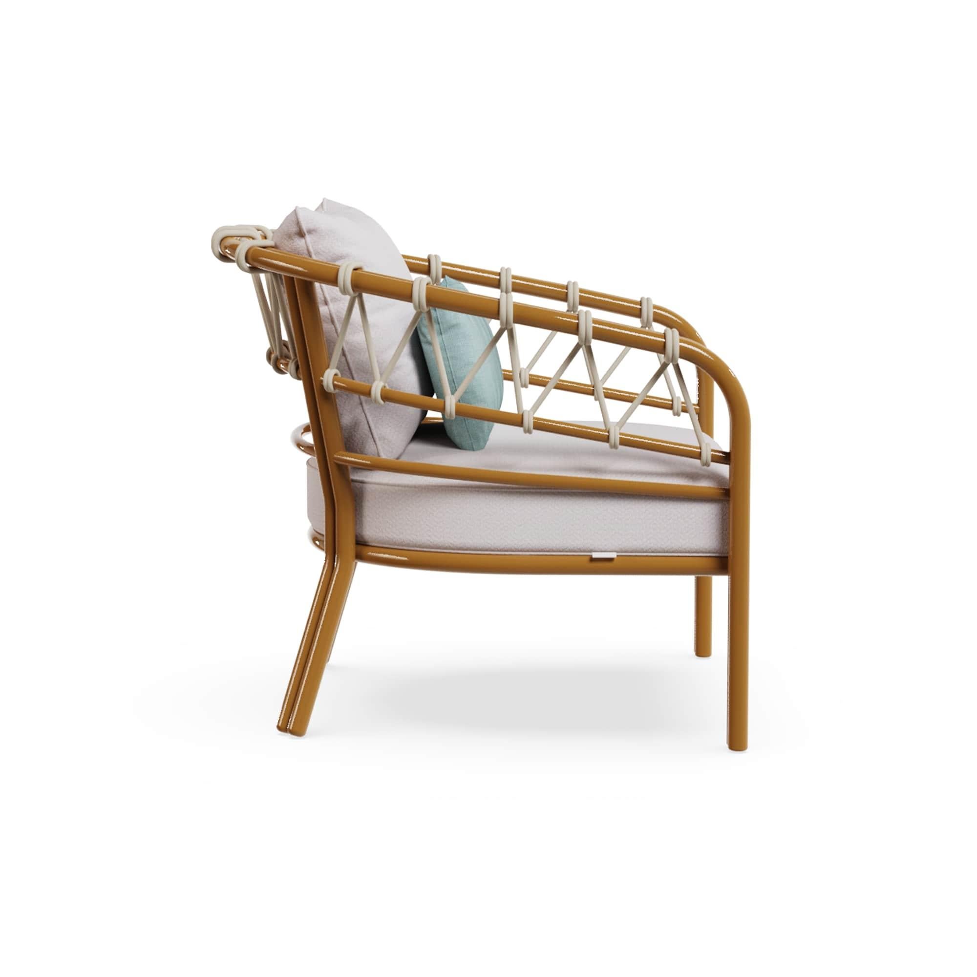 Fatto a mano Poltrona da esterno Cefalù in metallo laccato e corde intrecciate in vendita