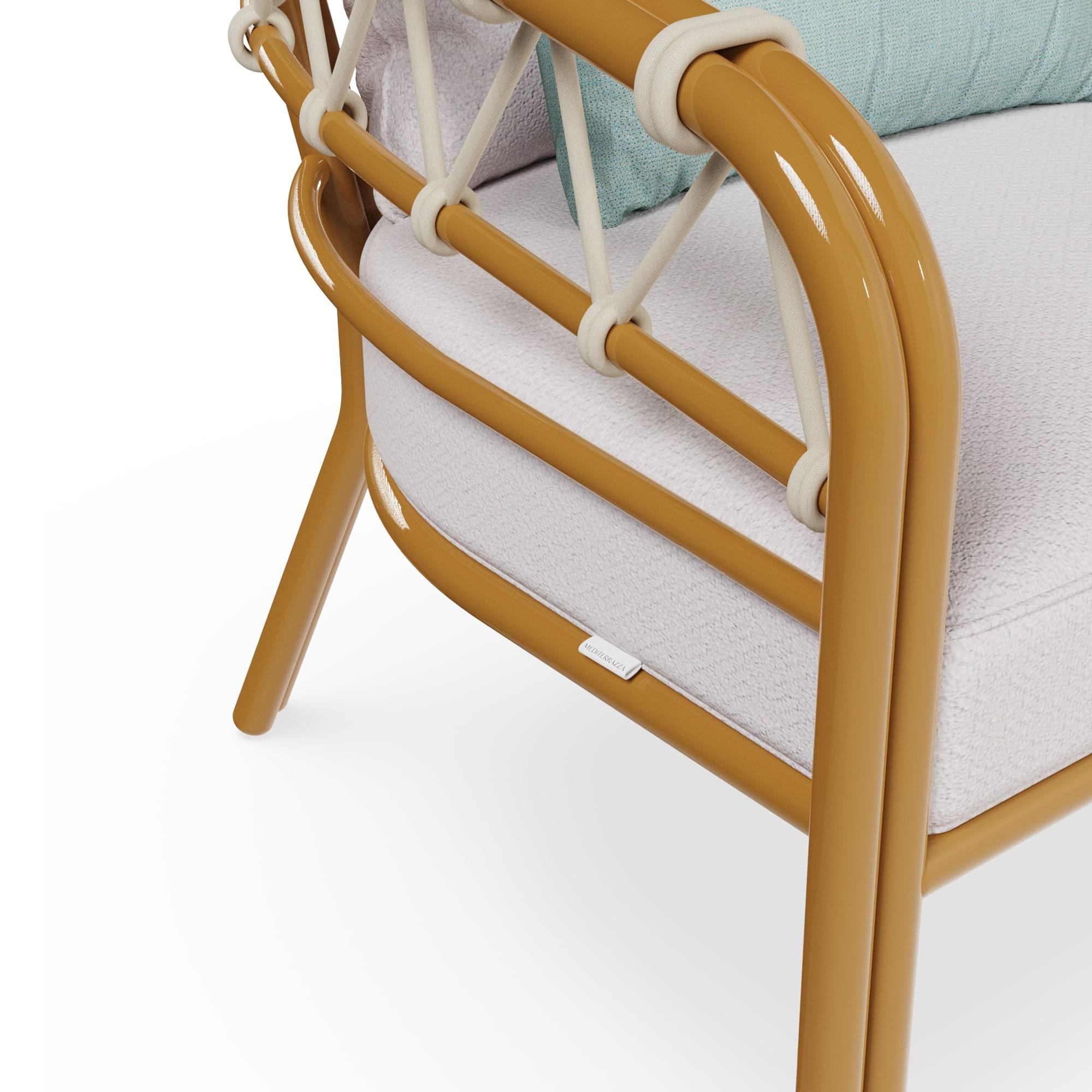 Metallo Poltrona da esterno Cefalù in metallo laccato e corde intrecciate in vendita