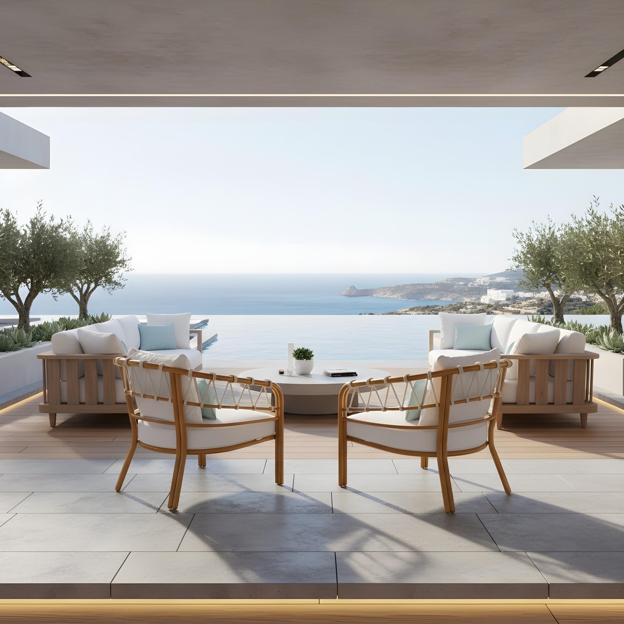 Portoghese Poltrona da esterno Cefalù in metallo laccato e corde intrecciate in vendita