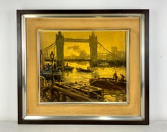 Impressionniste London Working Boats Aquarelle de Ceferino Olivé